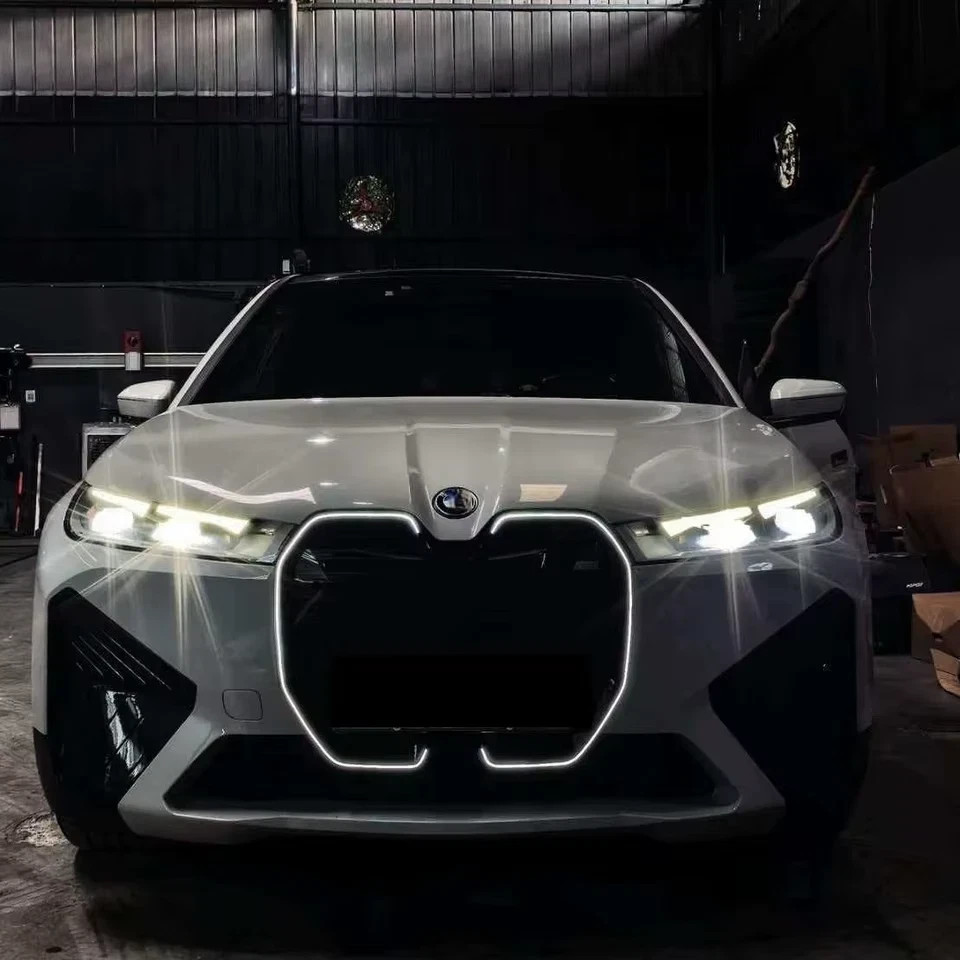 Gloss Black W/LED Front Bumper Kidney Grille frame replace Fits BMW iX 2022-2025 Gloss Black W/LED Front Bumper Kidney Grille frame replace Fits BMW iX 2022-2025