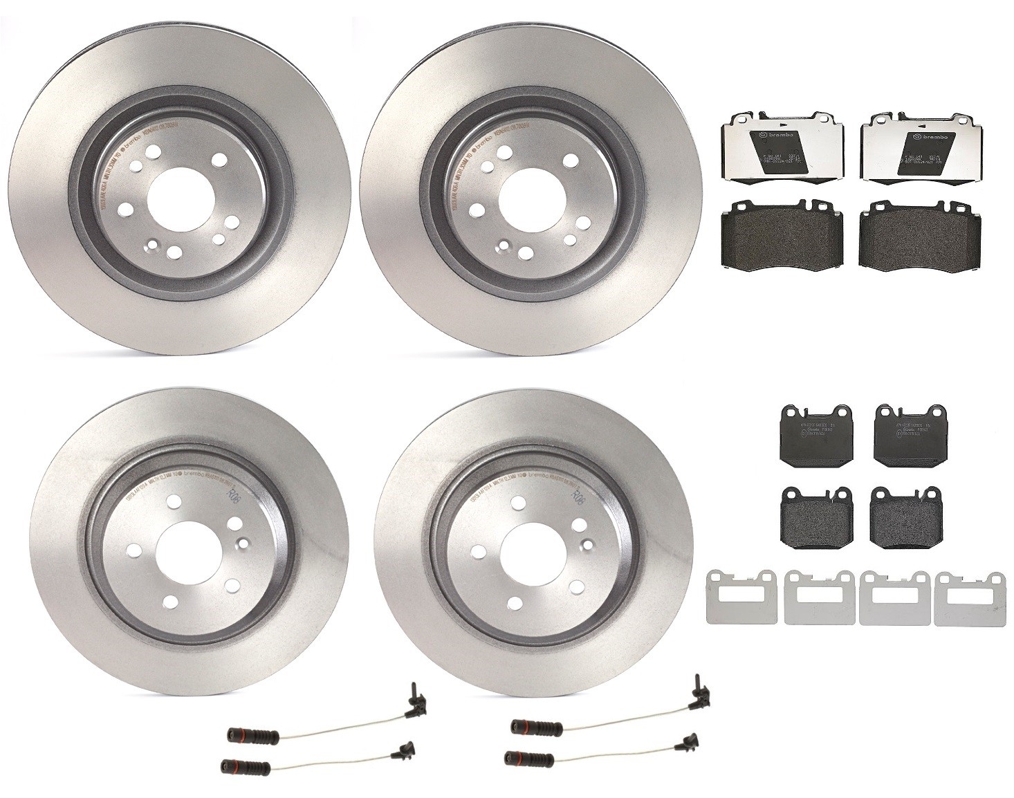 Front & Rear Full Brembo Brake Kit Disc Rotors Low-Met Pads Sensors For MB W163