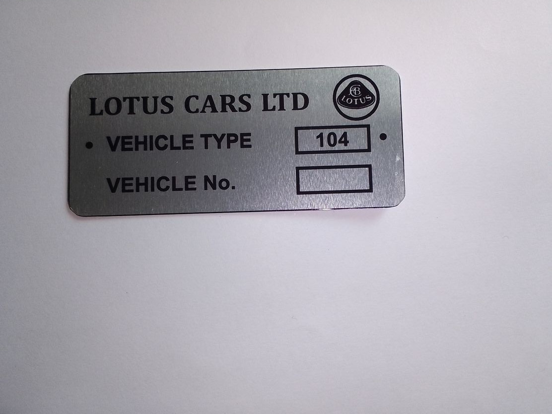 Type Plate Lotus Omega Vauxhall Carlton Opel Type 104 ID Plate S103