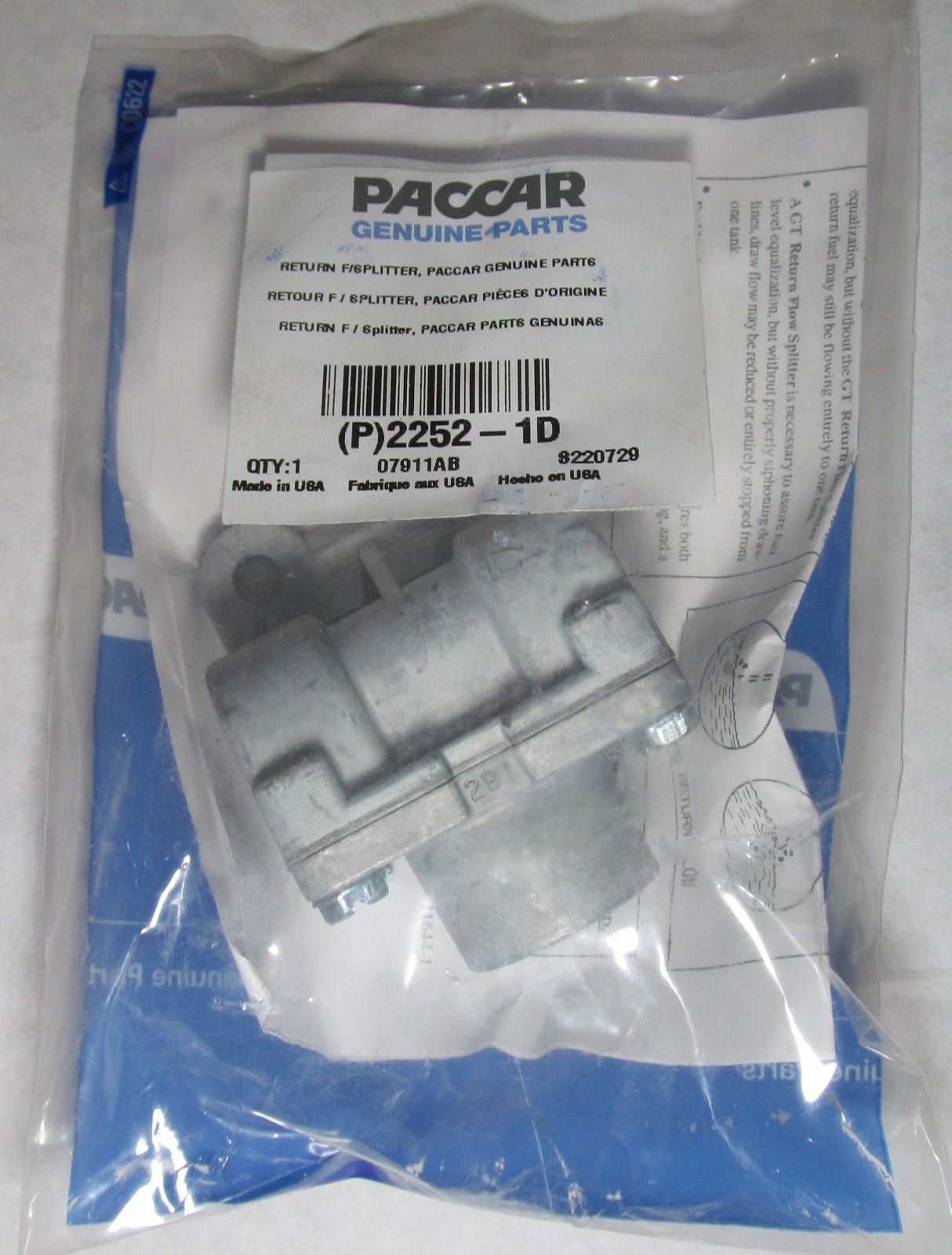 NEW 2252-1D FUEL RETURN FLOW SPLITTER OEM FOR KENWORTH/ PETERBILT NEW 2252-1D FUEL RETURN FLOW SPLITTER OEM FOR KENWORTH/ PETERBILT