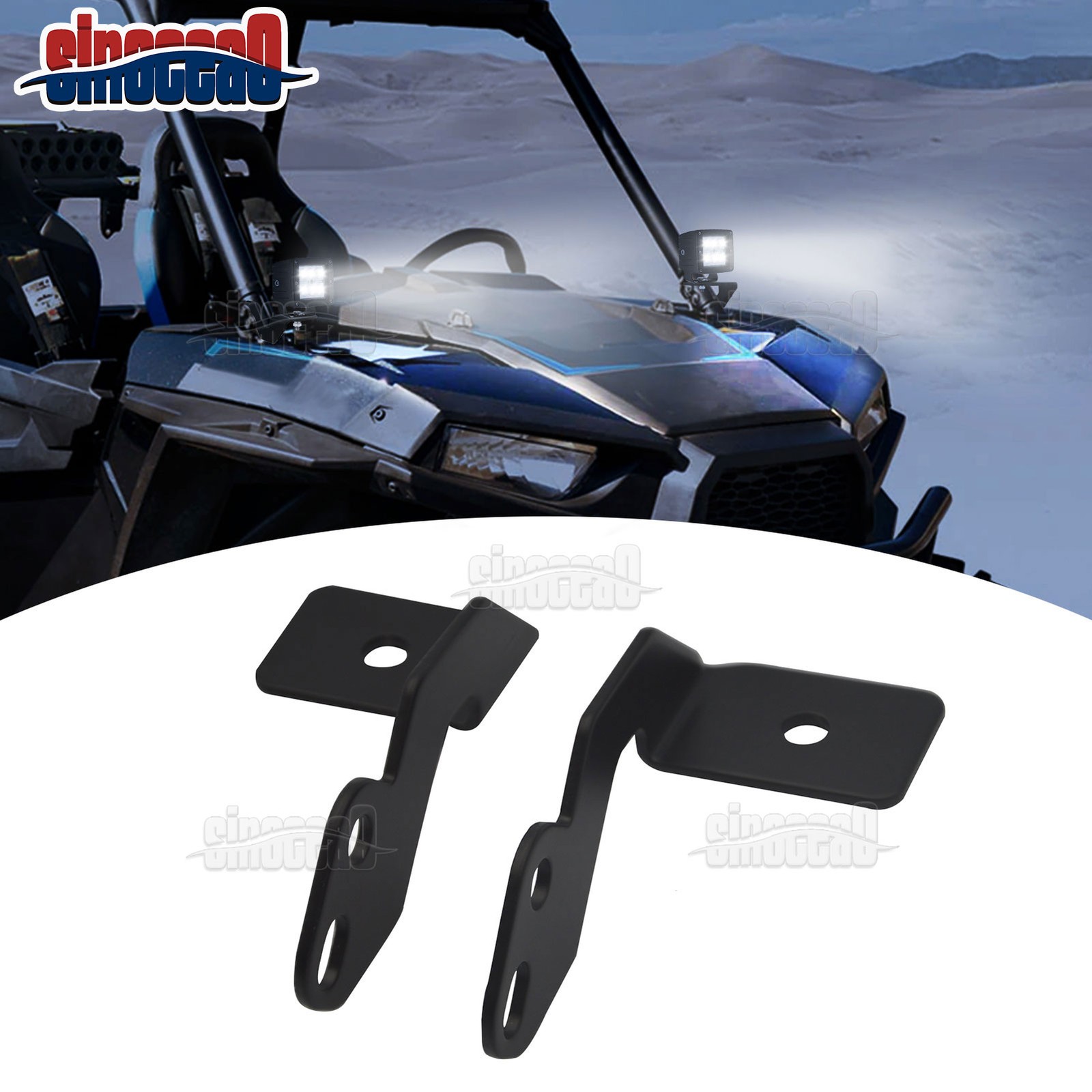 Pair(2) Side Cage A-Pillar Fog Light Pod Mount Brackets For Polaris RZR XP 1000