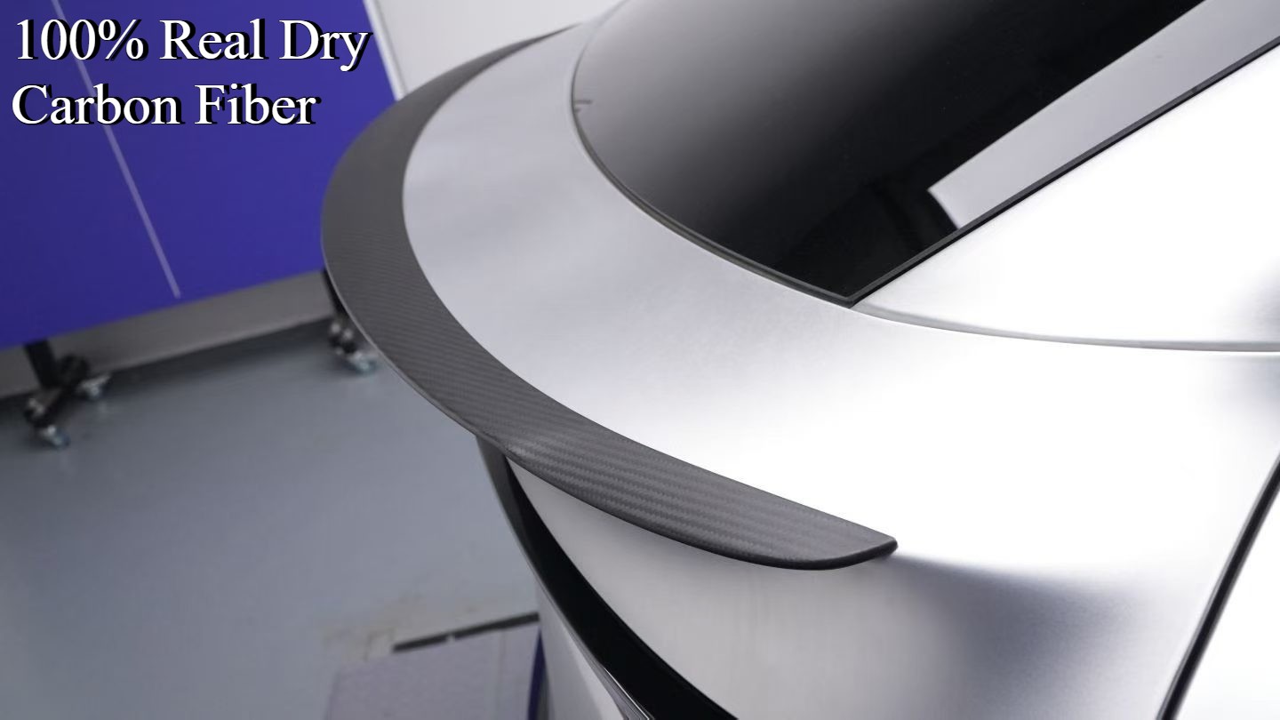 Matte Pure Dry Carbon Fiber Trunk Spoiler For Tesla Model Y 2025-2026