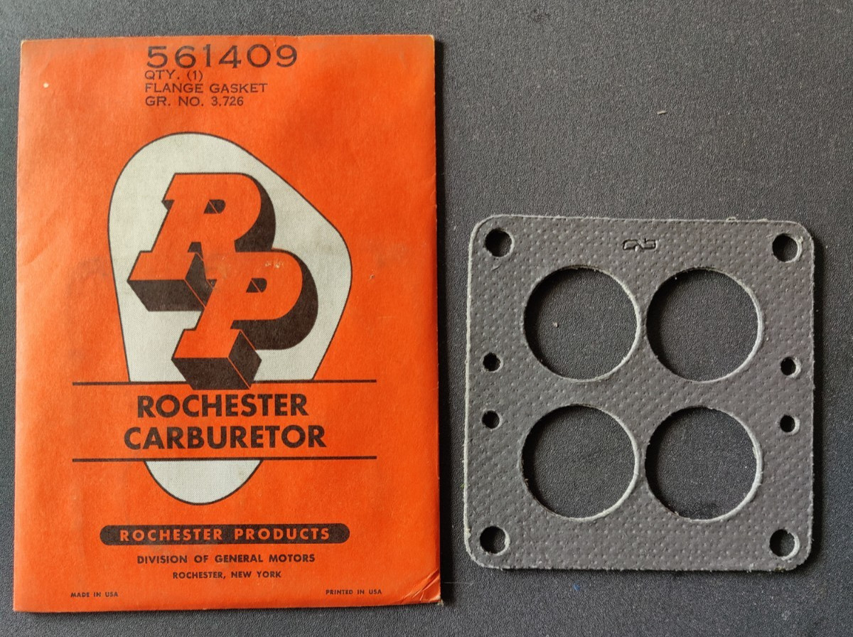 NOS OEM 1952-53 Oldsmobile 4BBL Rochester Carburetor Mounting Gasket 561409 NOS OEM 1952-53 Oldsmobile 4BBL Rochester Carburetor Mounting Gasket 561409