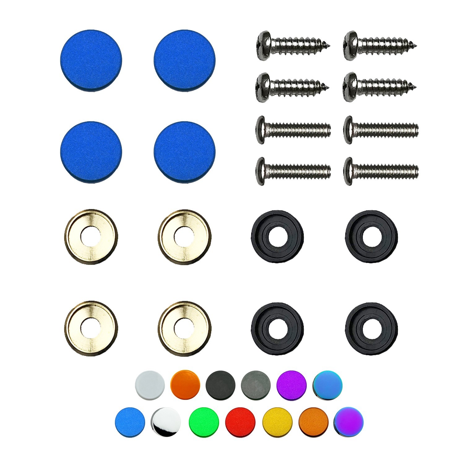 Custom Logo License Plate Frame Screw Caps Covers Bolts Hardware Kit Universal