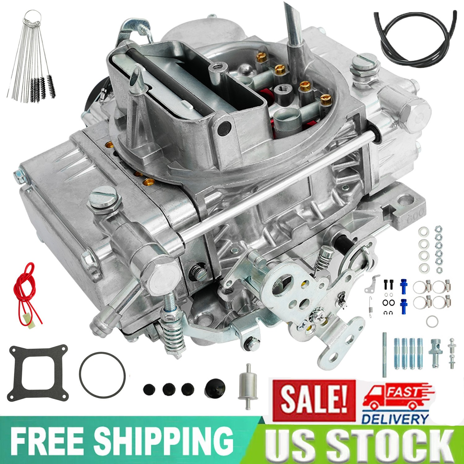 4 Barrel Double-Pumper Carburetor Electric Choke Fits 650 CFM Brawler BR-67255 4 Barrel Double-Pumper Carburetor Electric Choke Fits 650 CFM Brawler BR-67255