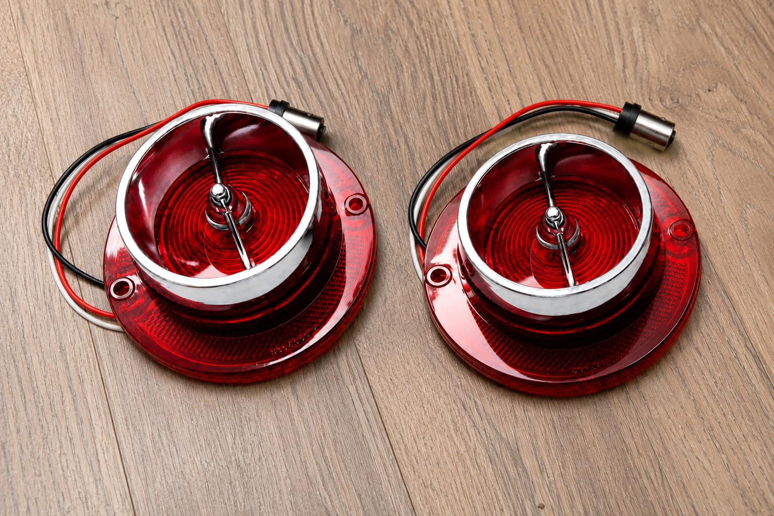 2x 1963 Chevrolet Impala Bel Air Biscayne LED Tail Lamp Lens w/ Chrome Bezels