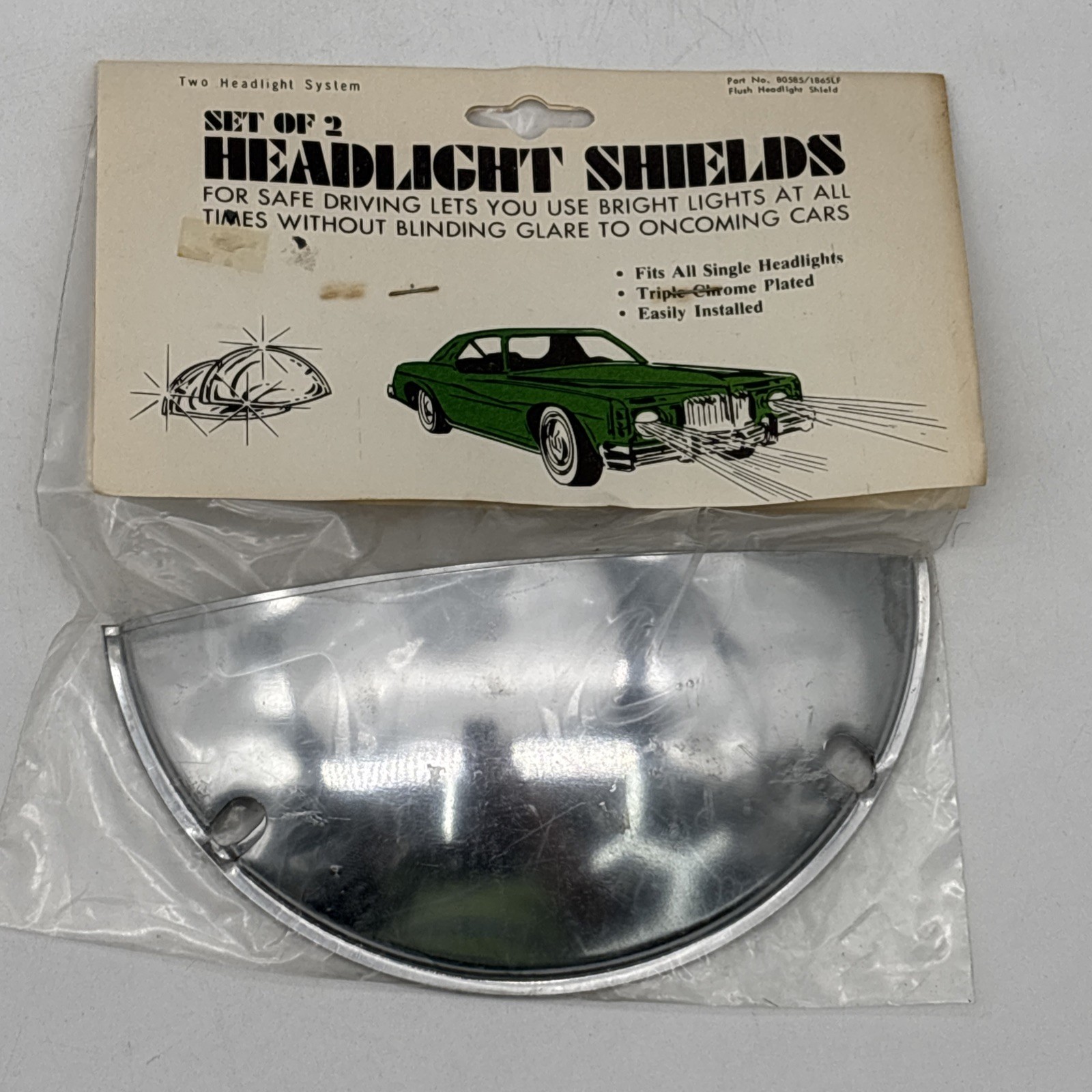 Set Of 2 Headlight Shields Vintage NOS 7 Inch For 7.5” Headlights 80585/1865LF