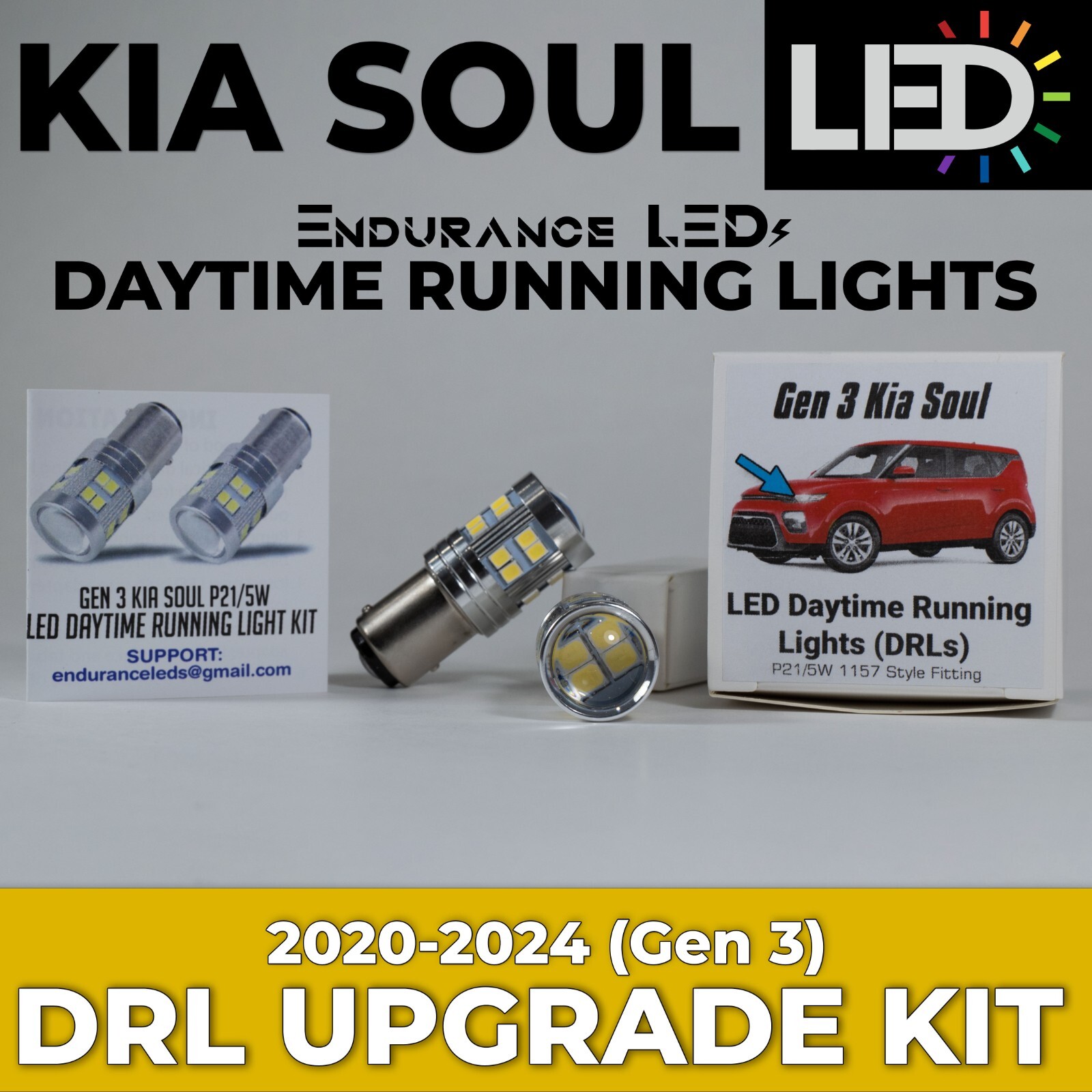 2020-2024 KIA Soul LED P21/5W Daytime Running Lights (DRLs) Upgrade Kit 2020-2024 KIA Soul LED P21/5W Daytime Running Lights (DRLs) Upgrade Kit
