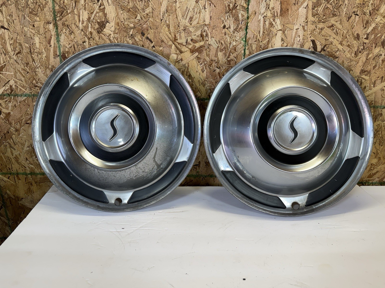 Pair Of Vintage 1958 Studebaker 14-inch hubcap wheel covers Pair Of Vintage 1958 Studebaker 14-inch hubcap wheel covers