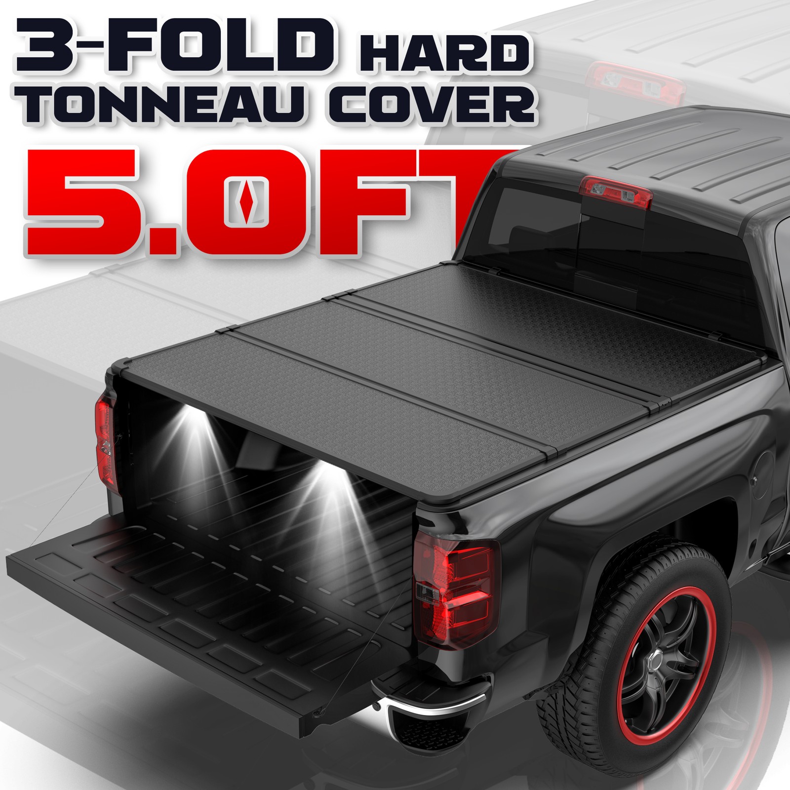 5FT 3-Fold Hard Tonneau Cover for 2005-2026 Nissan Frontier Bed Truck Waterproof