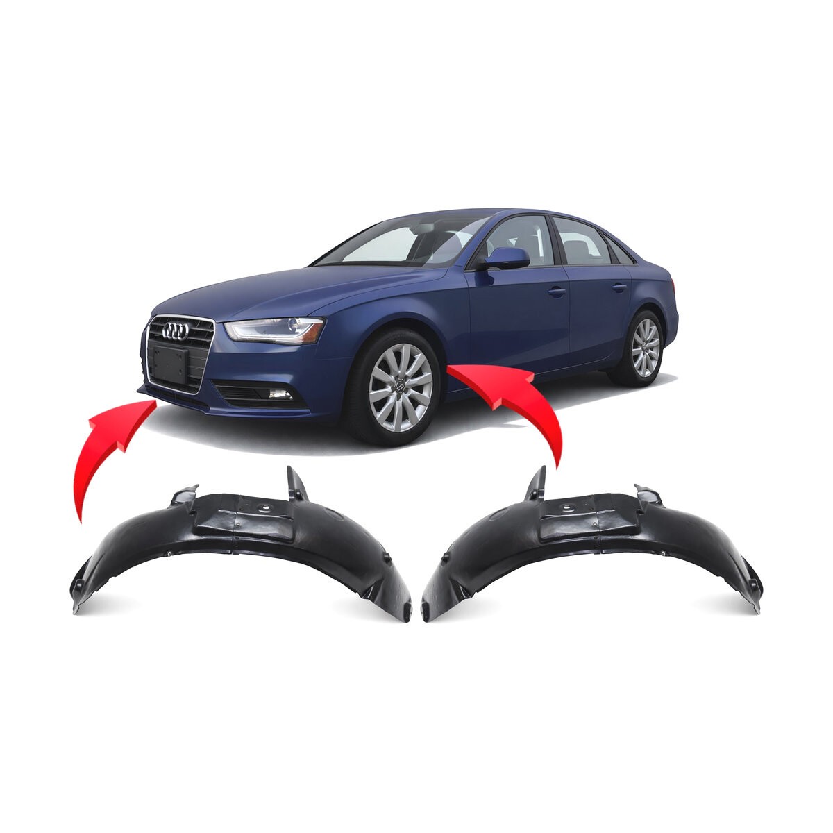 2013-2016 Audi A4 Set of 2 Fender Liners AU1248128 AU1249128 8K0821171N 2013-2016 Audi A4 Set of 2 Fender Liners AU1248128 AU1249128 8K0821171N
