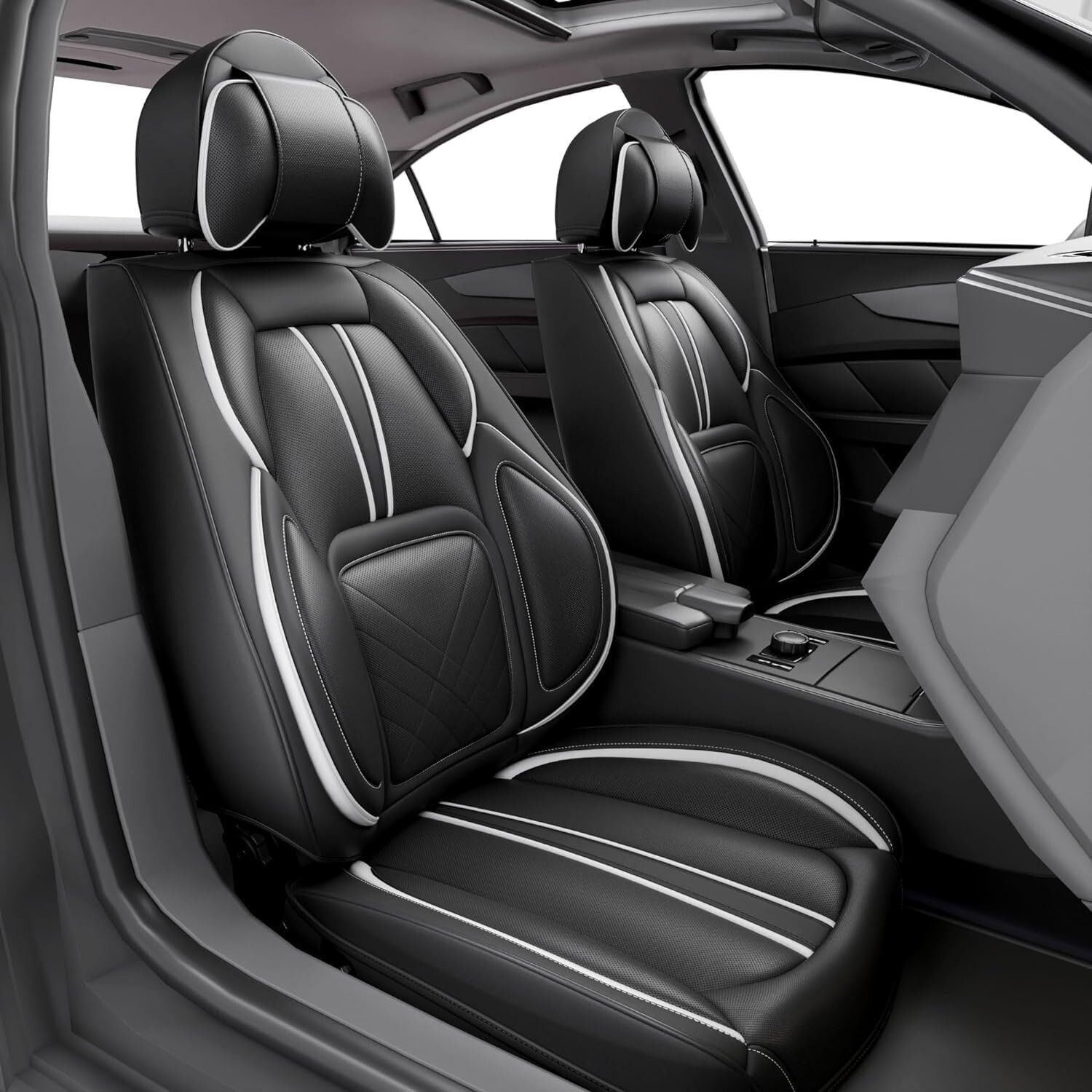 5 Pcs 2025 Front Back Car Seat Covers Waterproof Nappa Leather Universal Fit 712 5 Pcs 2025 Front Back Car Seat Covers Waterproof Nappa Leather Universal Fit 712
