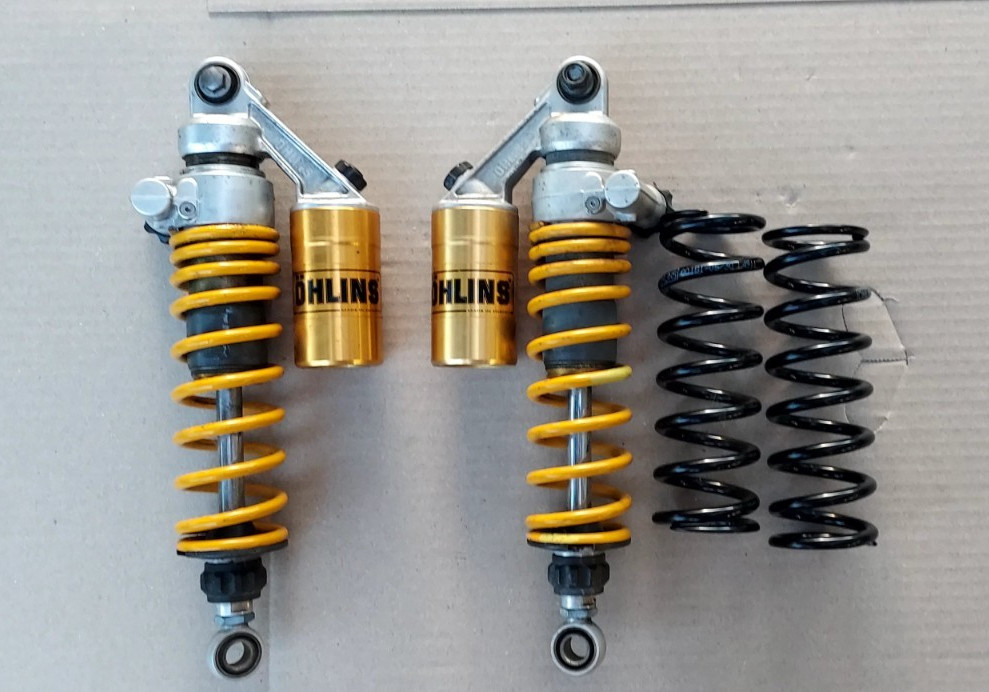 Ohlins Rear Shocks Pair Full Adjustable Used Japan Cafe Racer Brat Ohlins Rear Shocks Pair Full Adjustable Used Japan Cafe Racer Brat