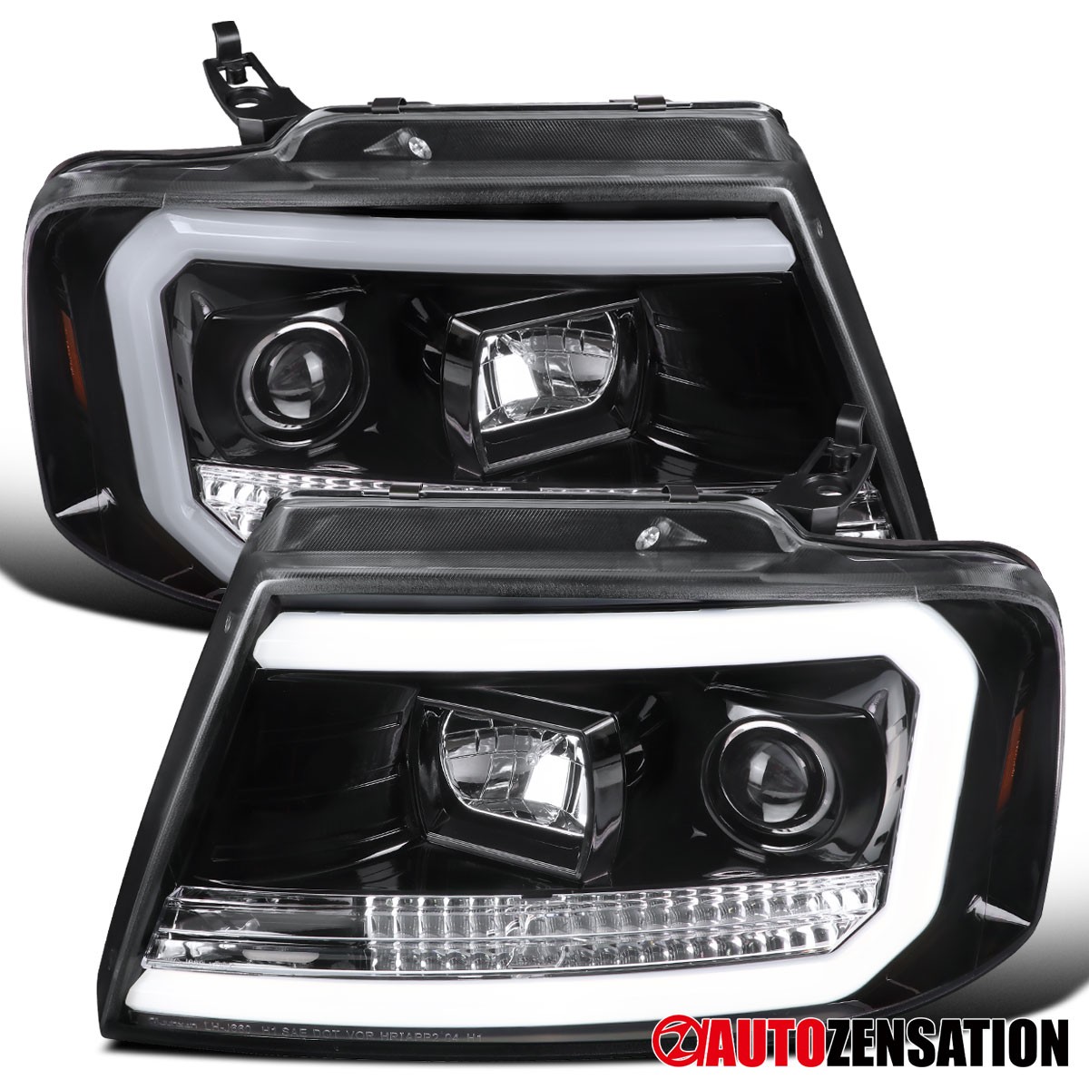Fit 2004-2008 Ford F150 Slick Black LED Bar Projector Headlights Headlamps 04-08 Fit 2004-2008 Ford F150 Slick Black LED Bar Projector Headlights Headlamps 04-08