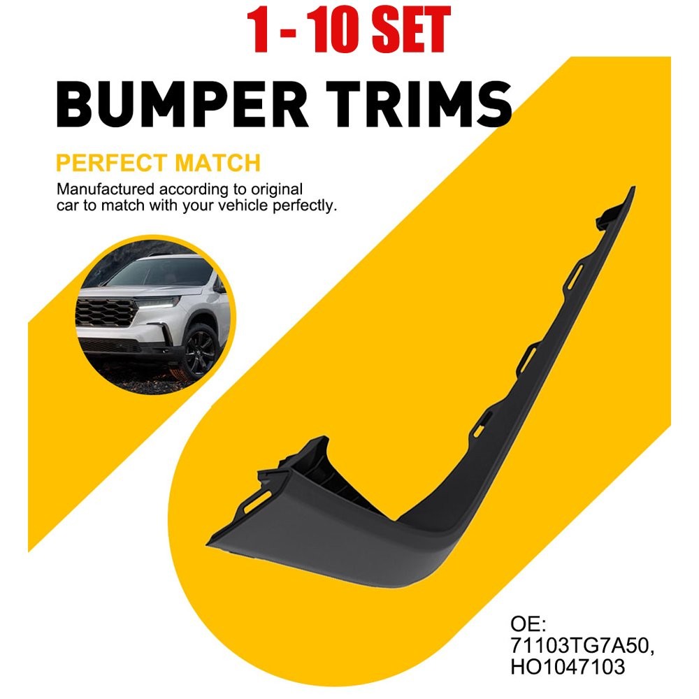 1-10PCS Black Front Right Upper Bumper Protector Trim For 2019-2022 Honda Pilot