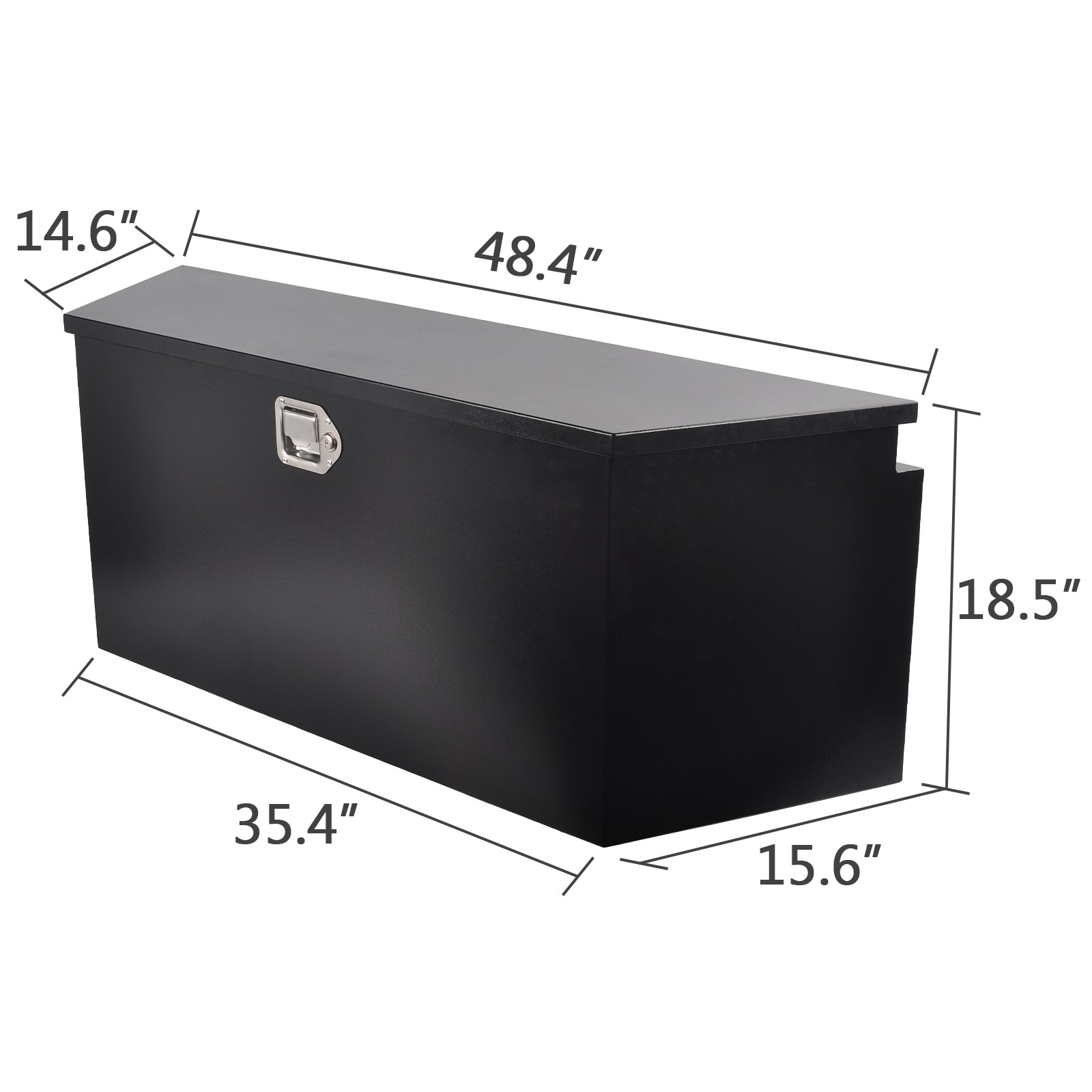 49x15x18.5 Inch Steel Trailer Tongue Tool Box Truck Bed Pickup Storage Box RV