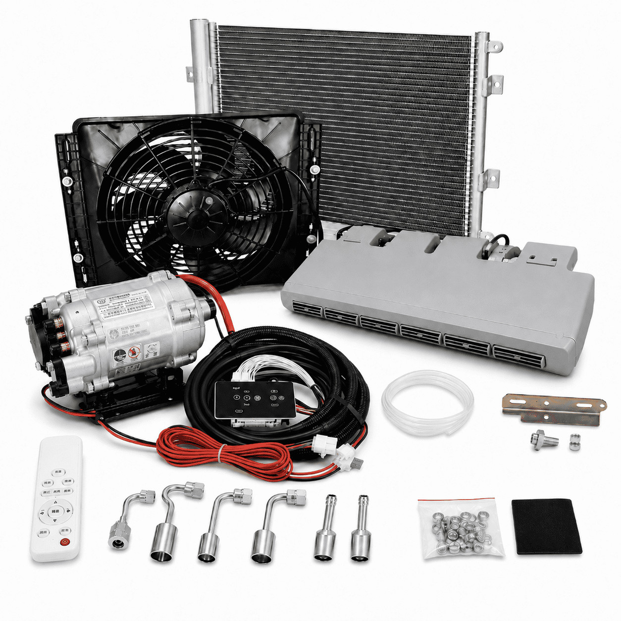 12V Universal Under Dash A/C Kit Electric Compressor Cooling Only Truck Van RV 12V Universal Under Dash A/C Kit Electric Compressor Cooling Only Truck Van RV