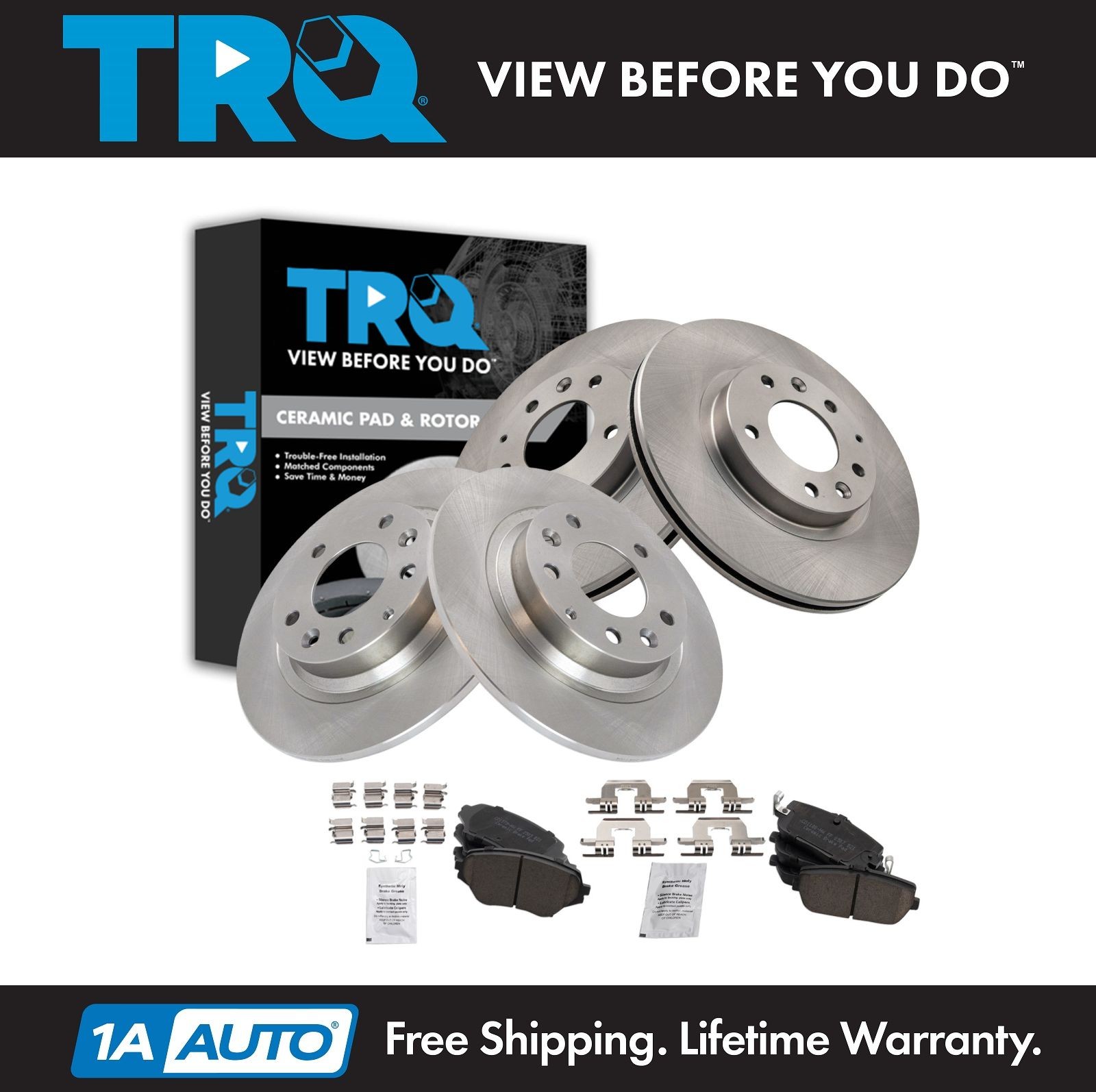 TRQ Brake Pad & Rotor Kit Ceramic Fits 2006-2015 Mazda MX-5 Miata