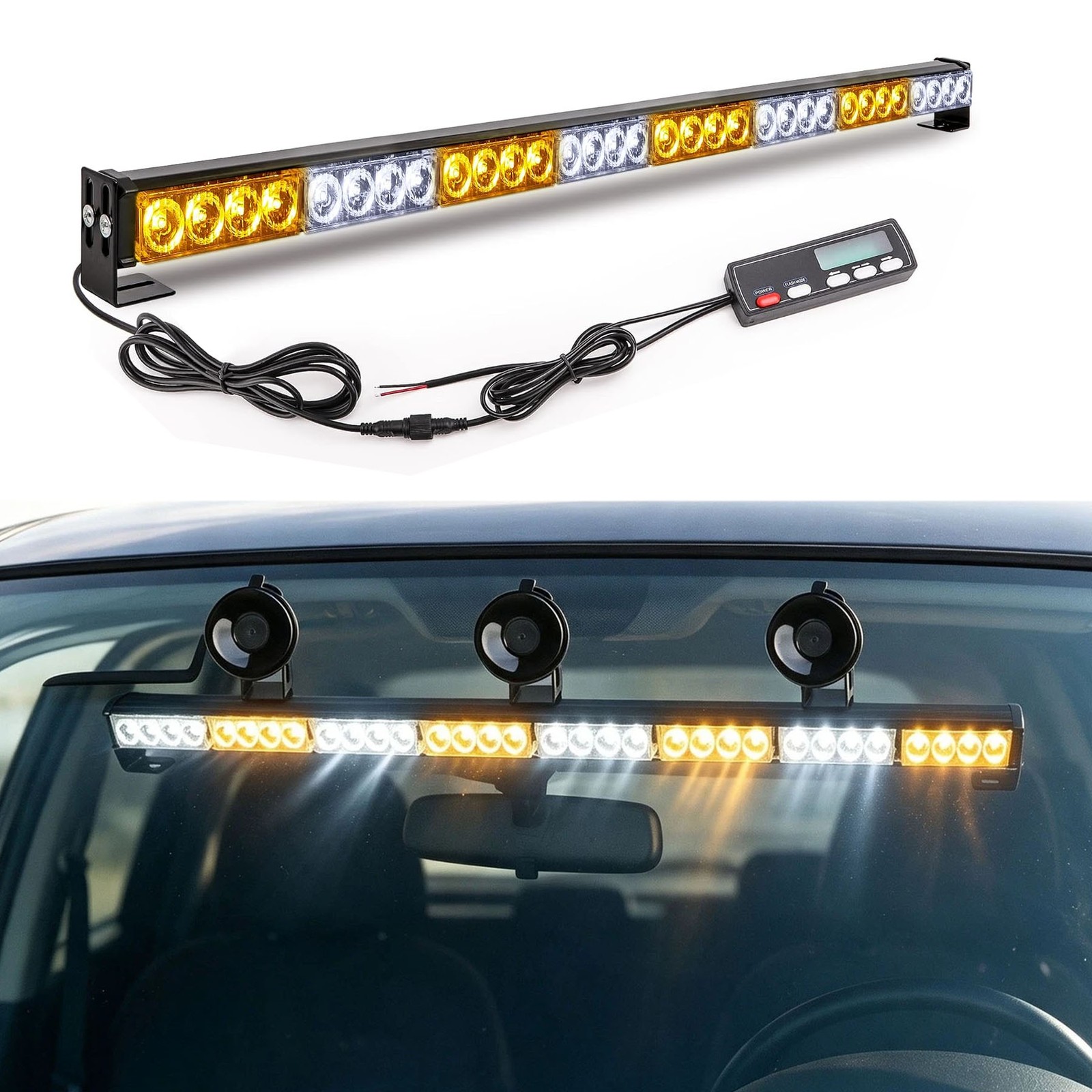 Emergency Light Bar 36 Inch 16 Flash Modes 32 Led Emergency Traffic Strobe Light