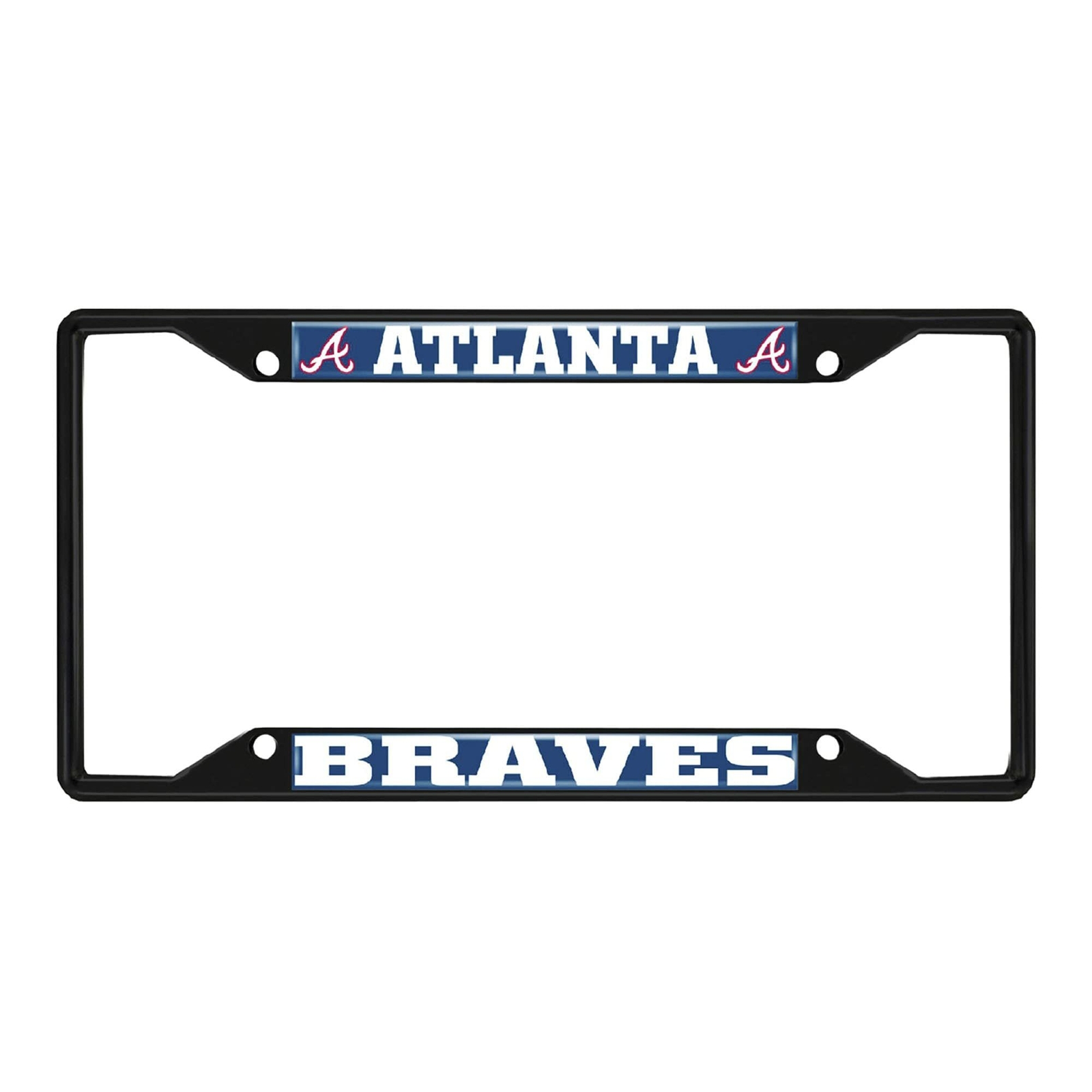 Fan Mats 31297: Atlanta Braves Metal License Plate Frame Black Finish, Navy