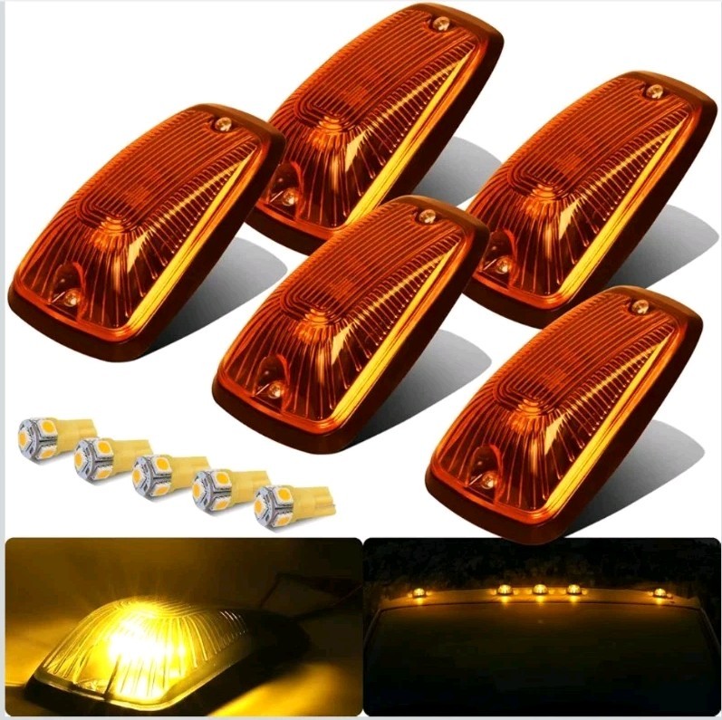 LED Cab Roof Marker Lights Amber Lens Fits 1988-2002 Chevy GMC C/K 1500 2500...