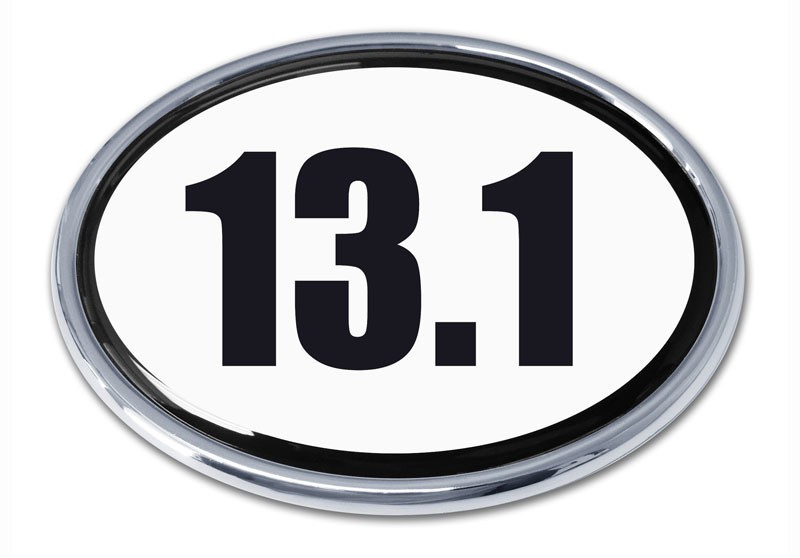 NEW 13.1 Half Marathon Oval Chrome Auto Emblem