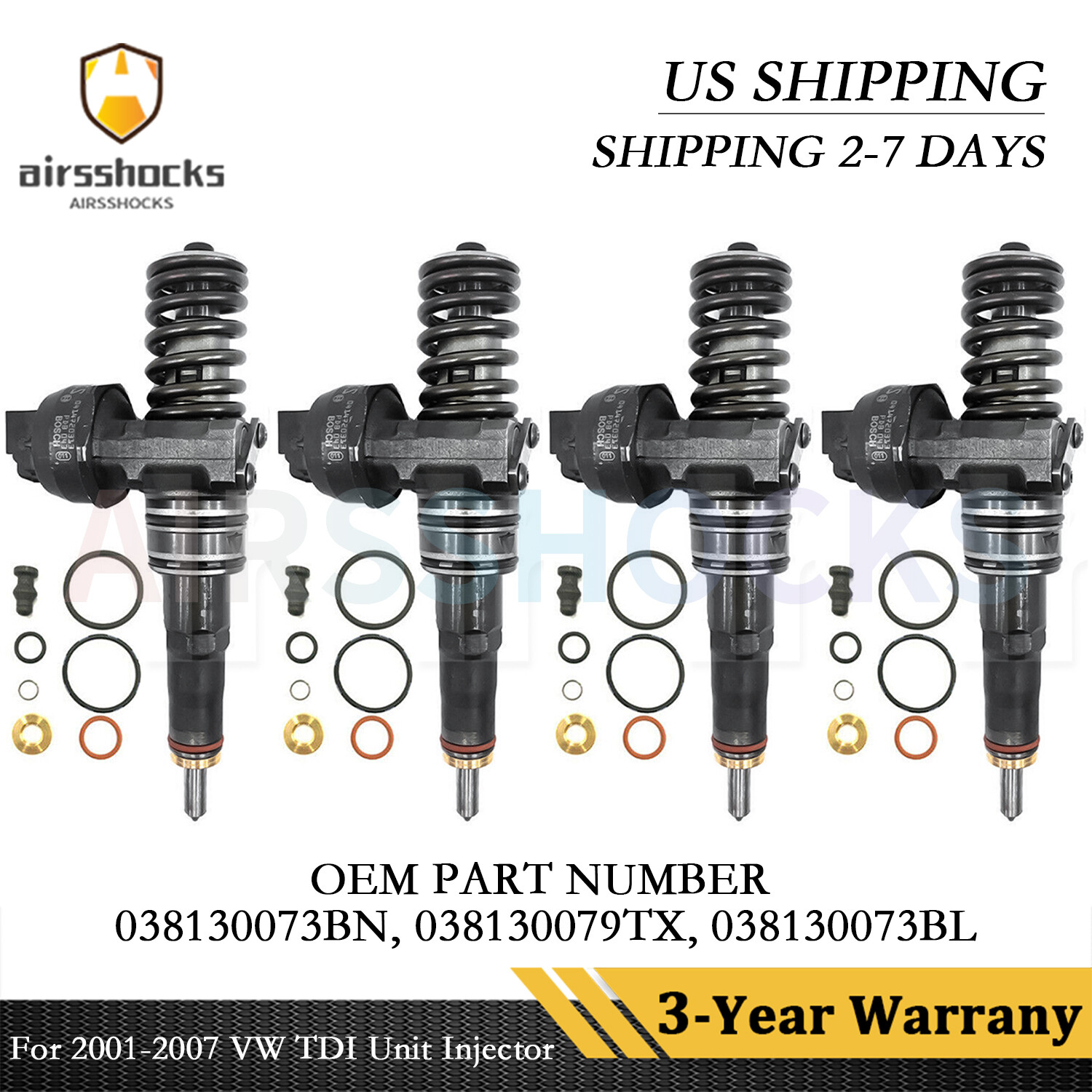 4PCS For 2006 VW Jetta Tdi Diesel 1.9 L Fuel Injector OEM Genuine 038130073AQ