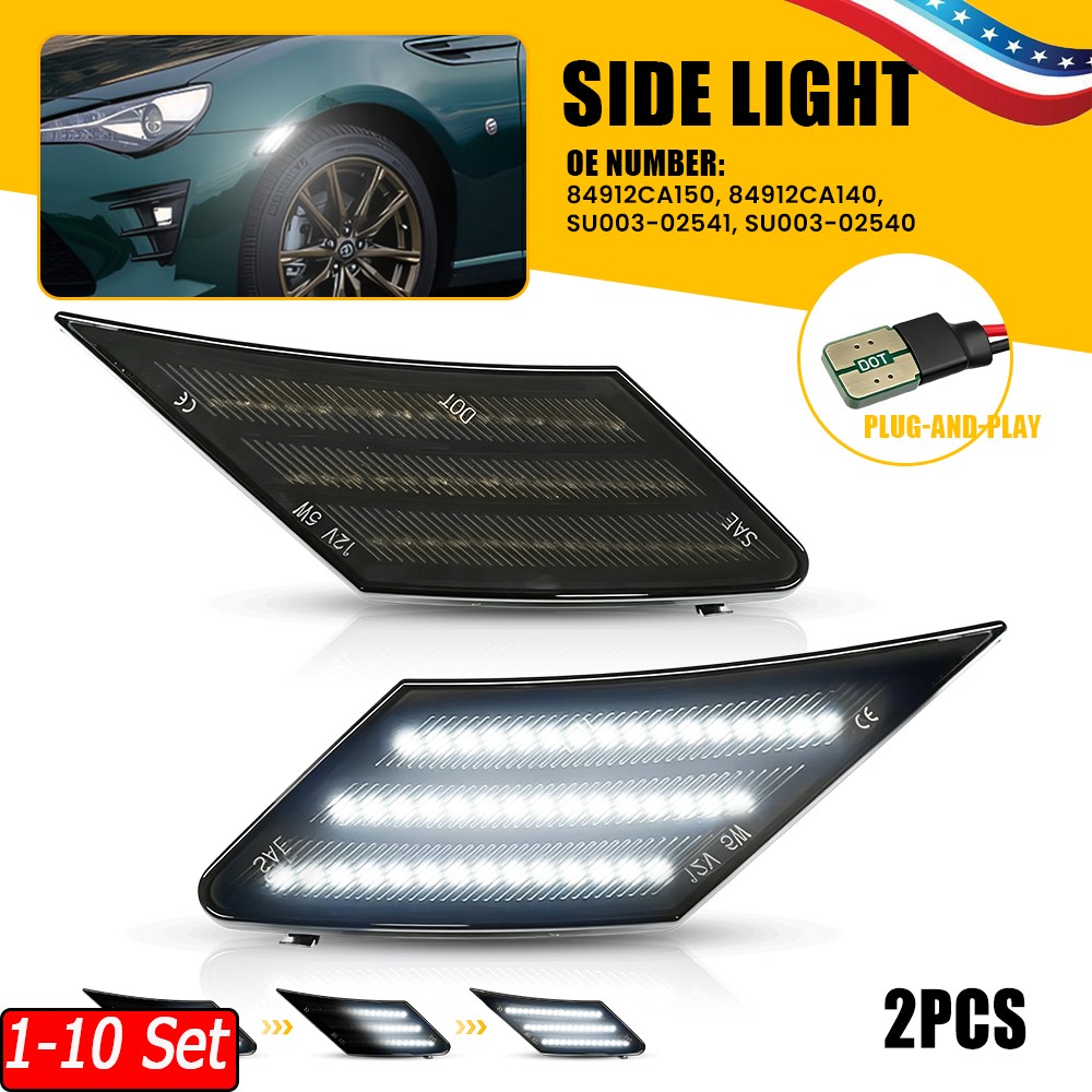 1-10x Bright Dynamic White LED Side Marker Lamps For 17-21 Toyota 86 Base Sports