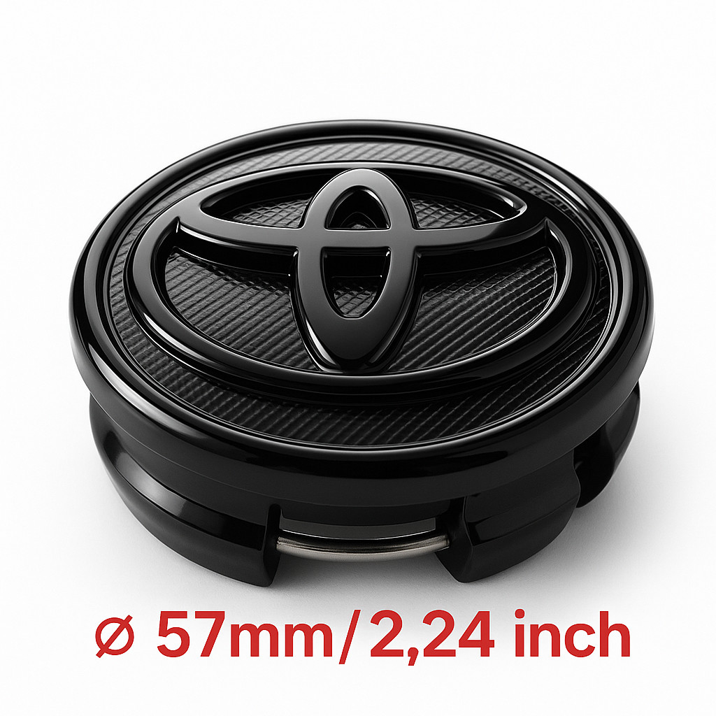 57mm Glossy Black Wheel Center Caps for Toyota – Ø2.24 inch – Set of 4