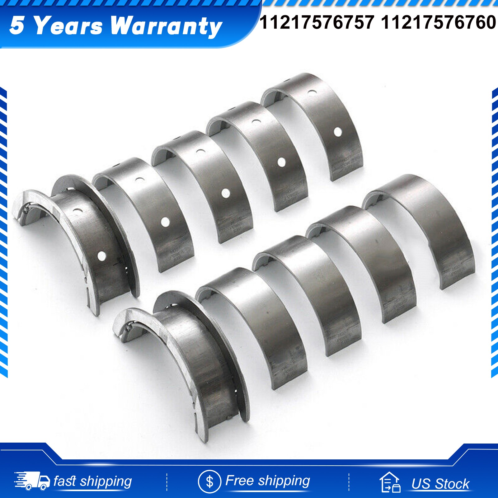 10X STD Crankshaft Main Bearings & Guide Kit for BMW X5 X6 650i N63B44 N63B40 V8
