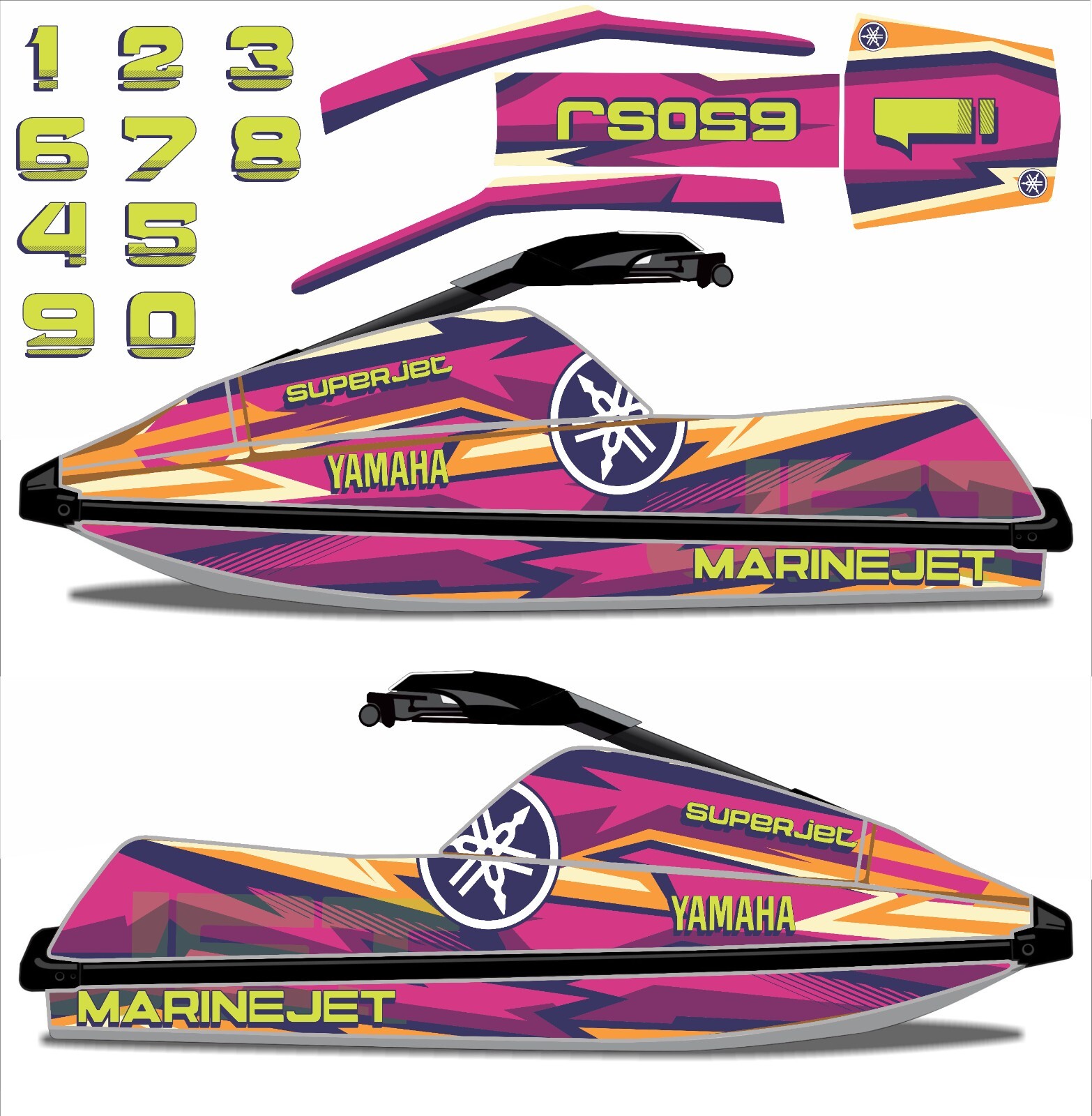 Yamaha Super Jet Square Nose - Set Decal JS 550 / Graphics / Stickers / Decals Yamaha Super Jet Square Nose - Set Decal JS 550 / Graphics / Stickers / Decals