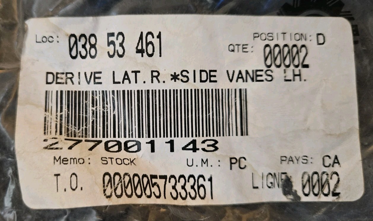 Genuine Sea-Doo Bombardier Part 277001143 Side Vein LH New In Original Sealed Pk