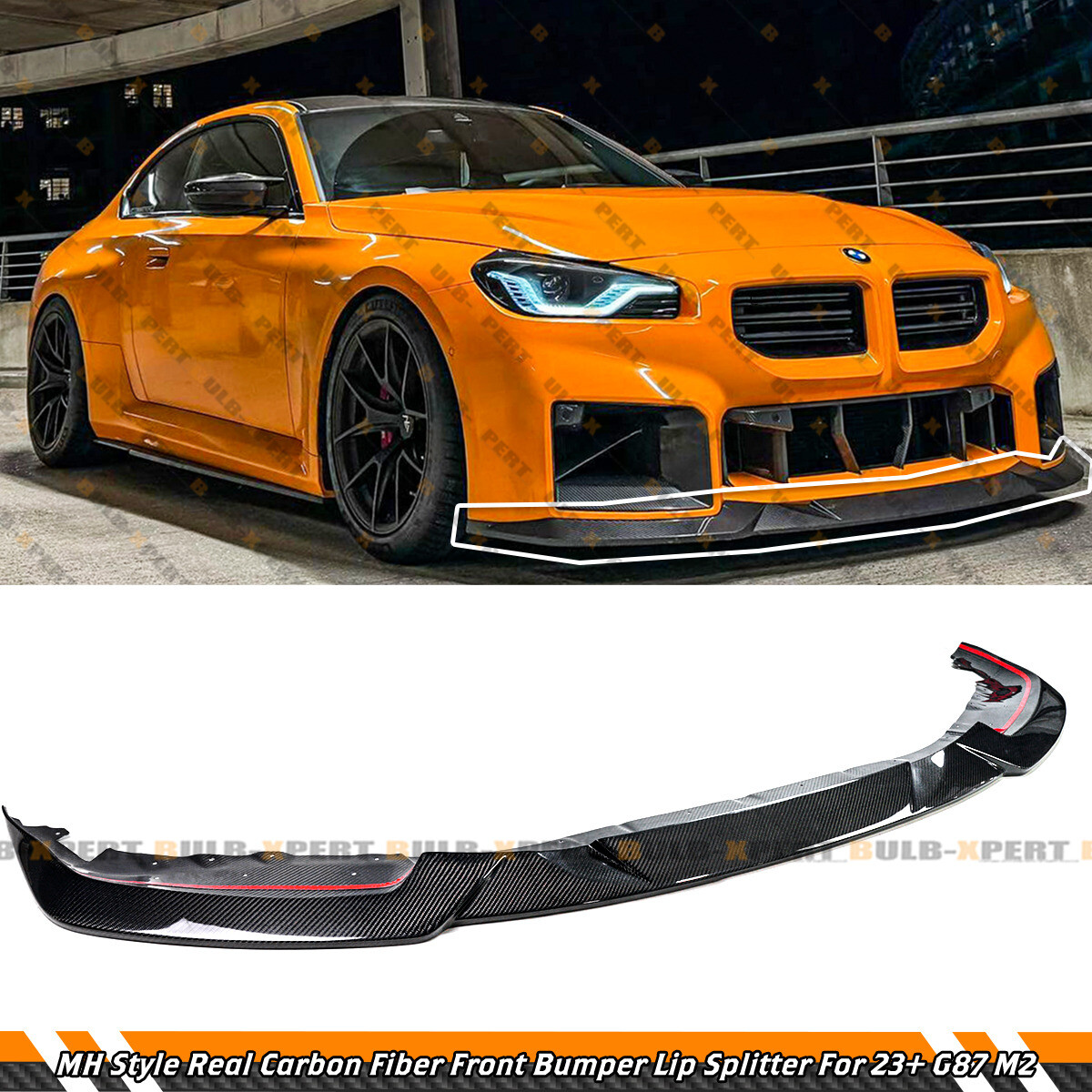 For 23-26 BMW G87 M2 Coupe Real Carbon Fiber MH Style Front Bumper Splitter Lip