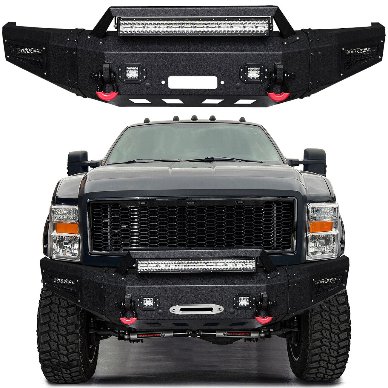 Vijay For 2008-2010 Ford F250 F350 Front or Rear Bumper w/Winch Plate&LED Light