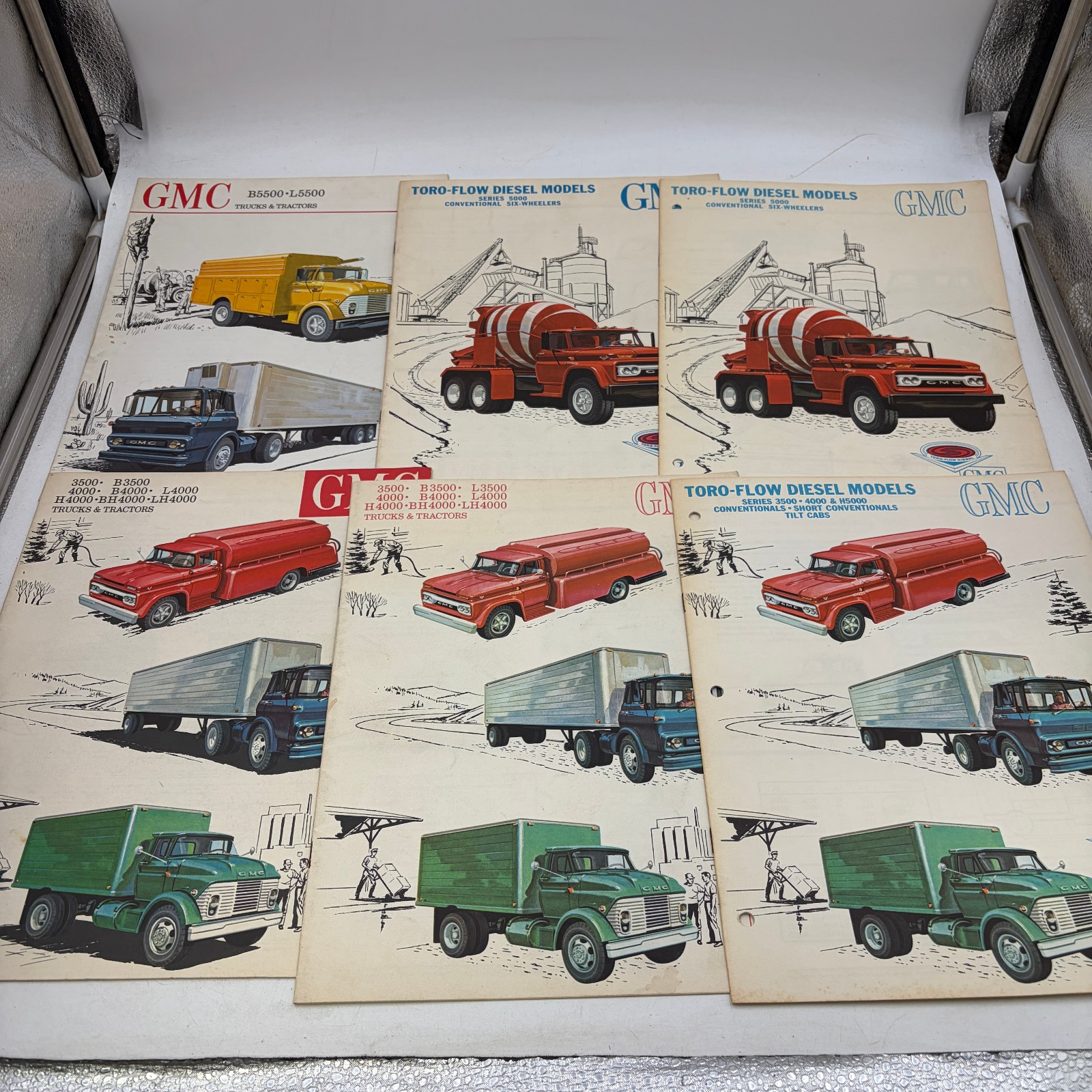 Lot of 6 - 1961-64 GMC Truck Brochure Lot Toro-Flow Diesel B5500 L5500 3500 5000 Lot of 6 - 1961-64 GMC Truck Brochure Lot Toro-Flow Diesel B5500 L5500 3500 5000