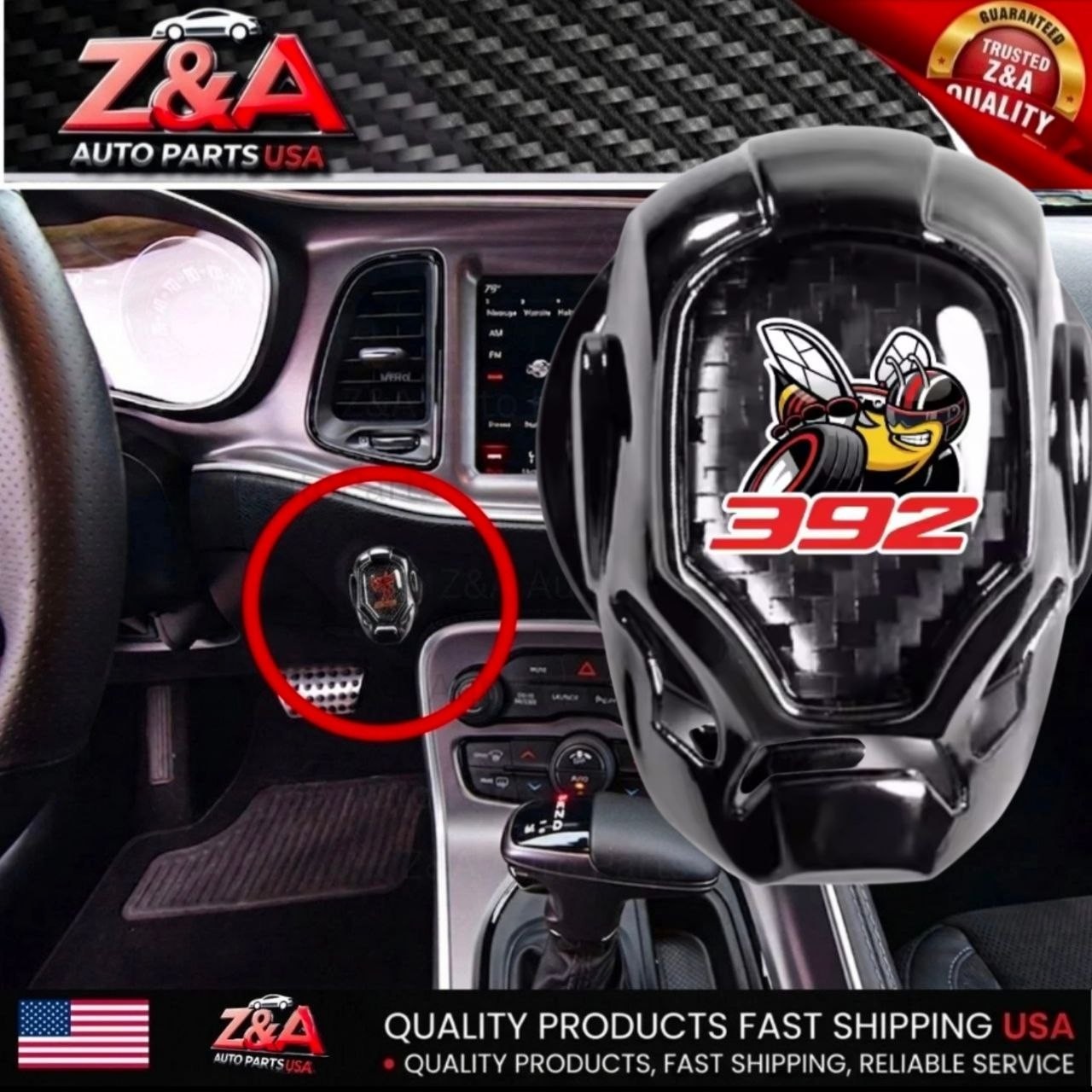 Car Push Start to Button Cover for Dodge Charger Challenger 392 Scat Pack SRT