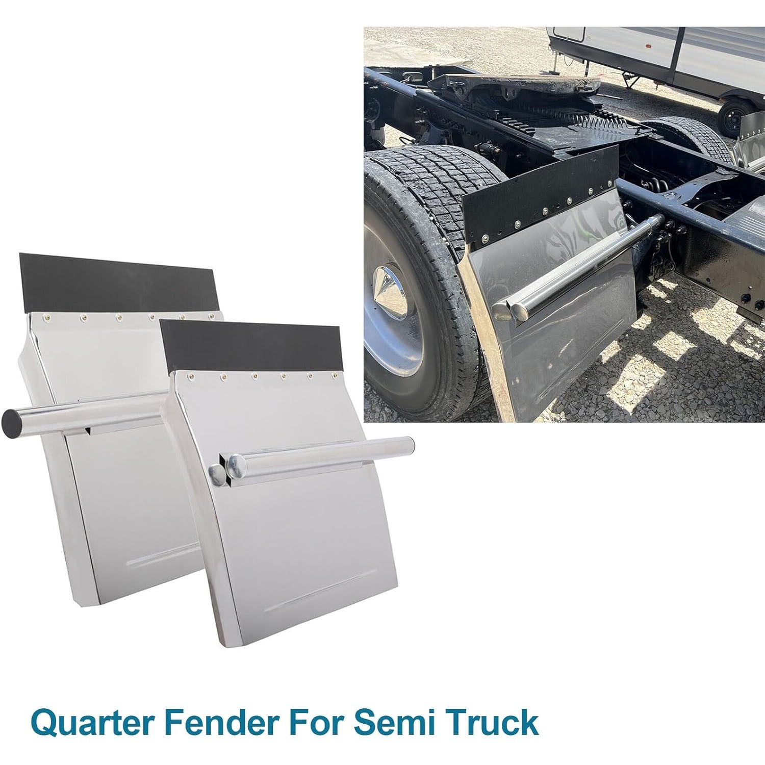 Pair Quarter Fender 24''x24'' Stainless Steel for Semi Trucks Freightliner Volvo Pair Quarter Fender 24''x24'' Stainless Steel for Semi Trucks Freightliner Volvo