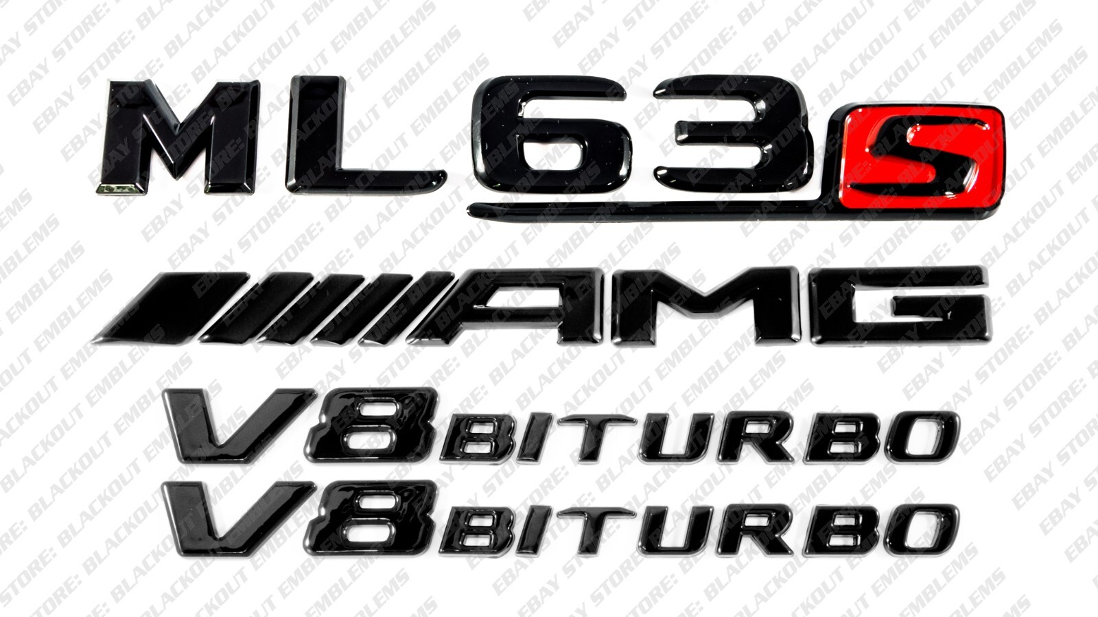 Trunk Black Emblem Badge Logo Letter for Mercedes-Benz ML63s AMG W166 V8 Biturbo
