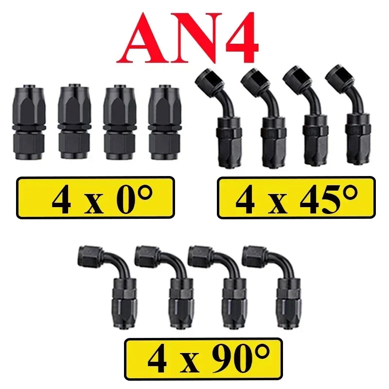 12PCS 4AN 6AN 8AN 10AN 12AN For CPE Fuel Oil Gas Hose End Fittings Adapter Kit