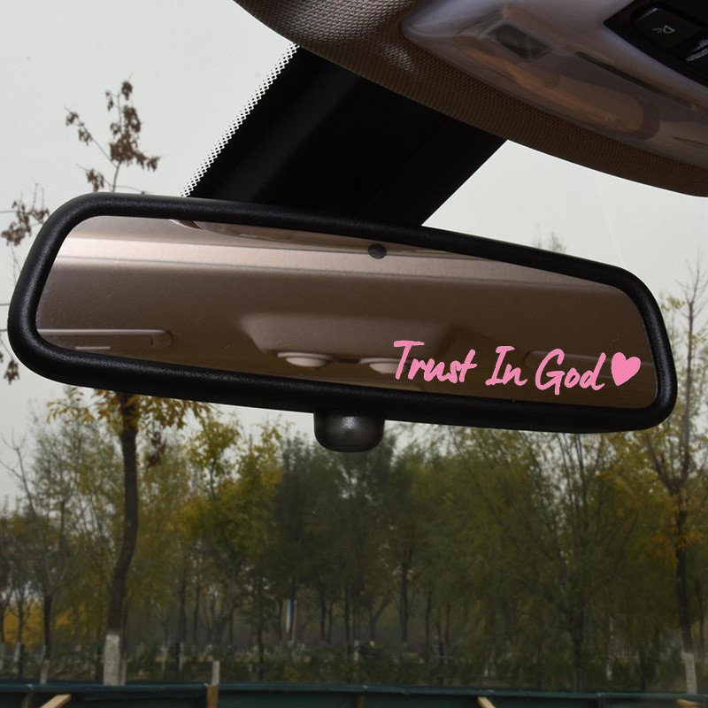1PC Pink Trust In God Car Side Rear View Mirror Auto Decal Truck Window Sticker