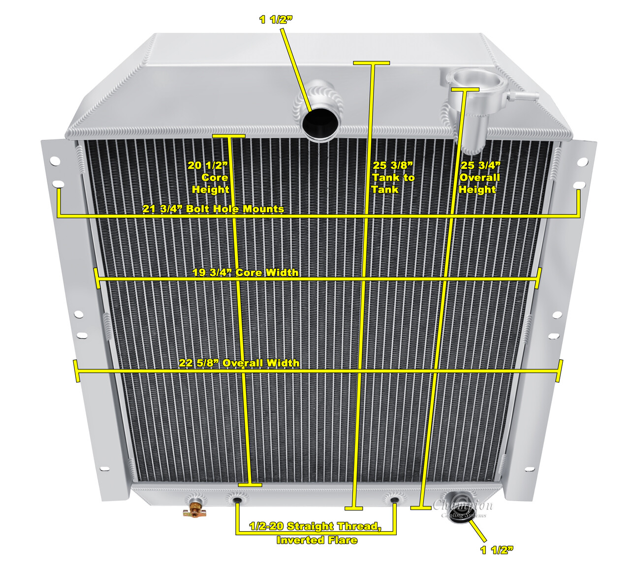1947 48 49 50 51 52 53 54 GMC Trucks Champion 3 Row Alum SR Radiator