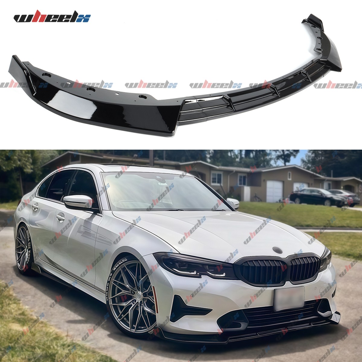 V Style Front Bumper Lip Splitter For BMW 3 Series G20 320i/e 330i Base 2019-22
