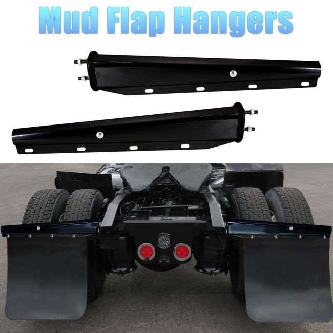 Black Coated Carbon Steel Spring Loaded Semi Truck Mud Flap Hangers 30\ Black Coated Carbon Steel Spring Loaded Semi Truck Mud Flap Hangers 30\