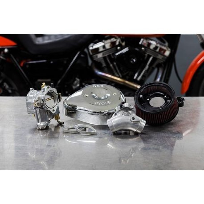S & S Cycle Carburetor E and Stealth Air Kit Chrome 110-0149