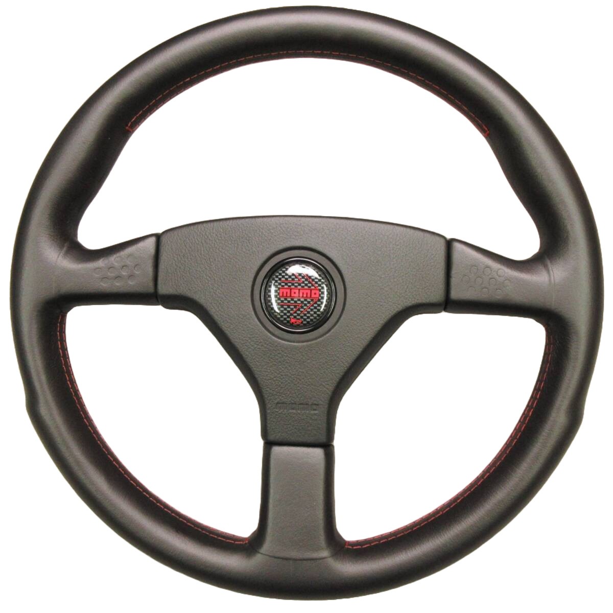 MOMO GHIBLI 3 355mm Fat Grip Black Leather Red Steering Wheel Civic NSX JDM NA