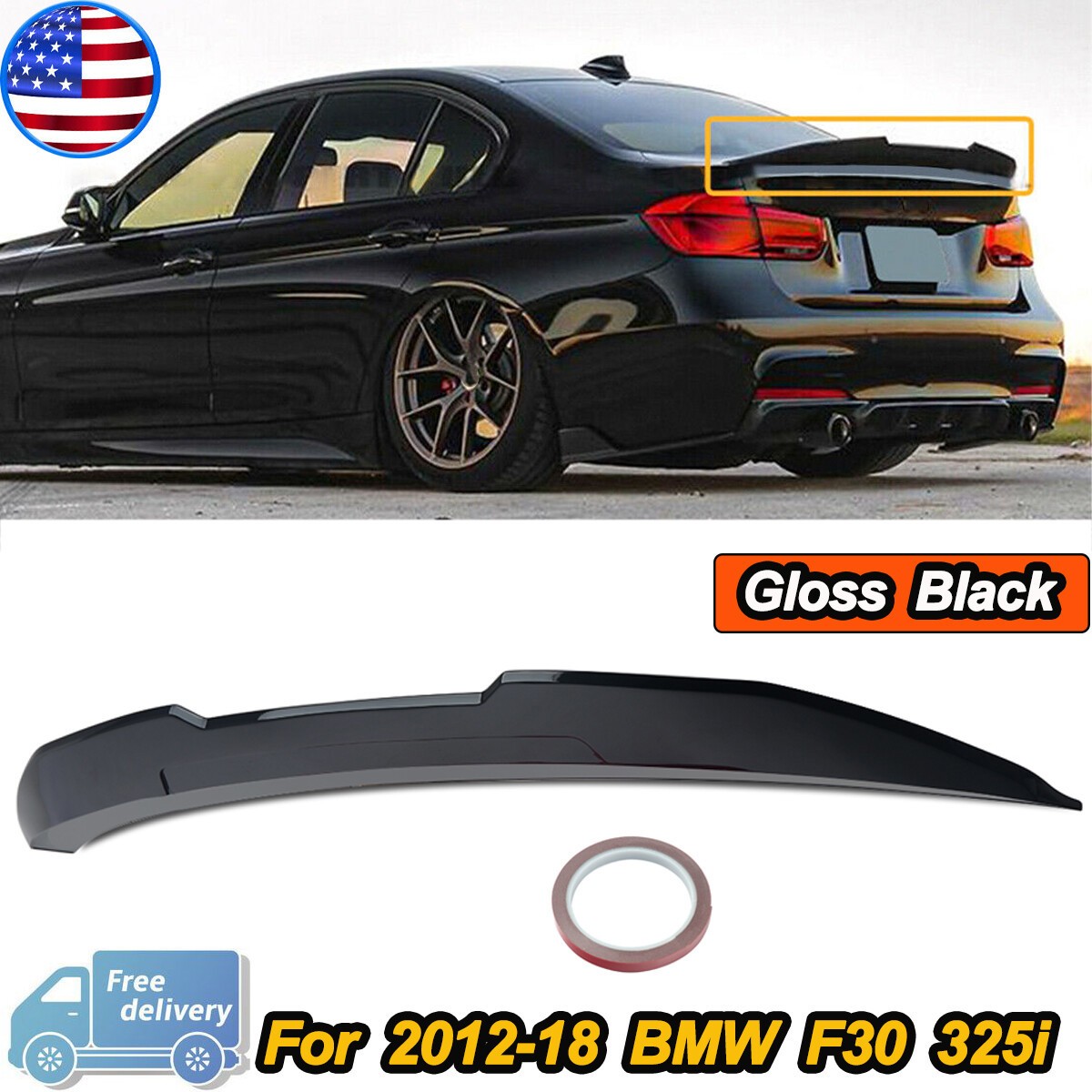 Gloss Black PSM Style Rear Trunk Spoiler Wing Lip For BMW F30 3 Series Sedan M3