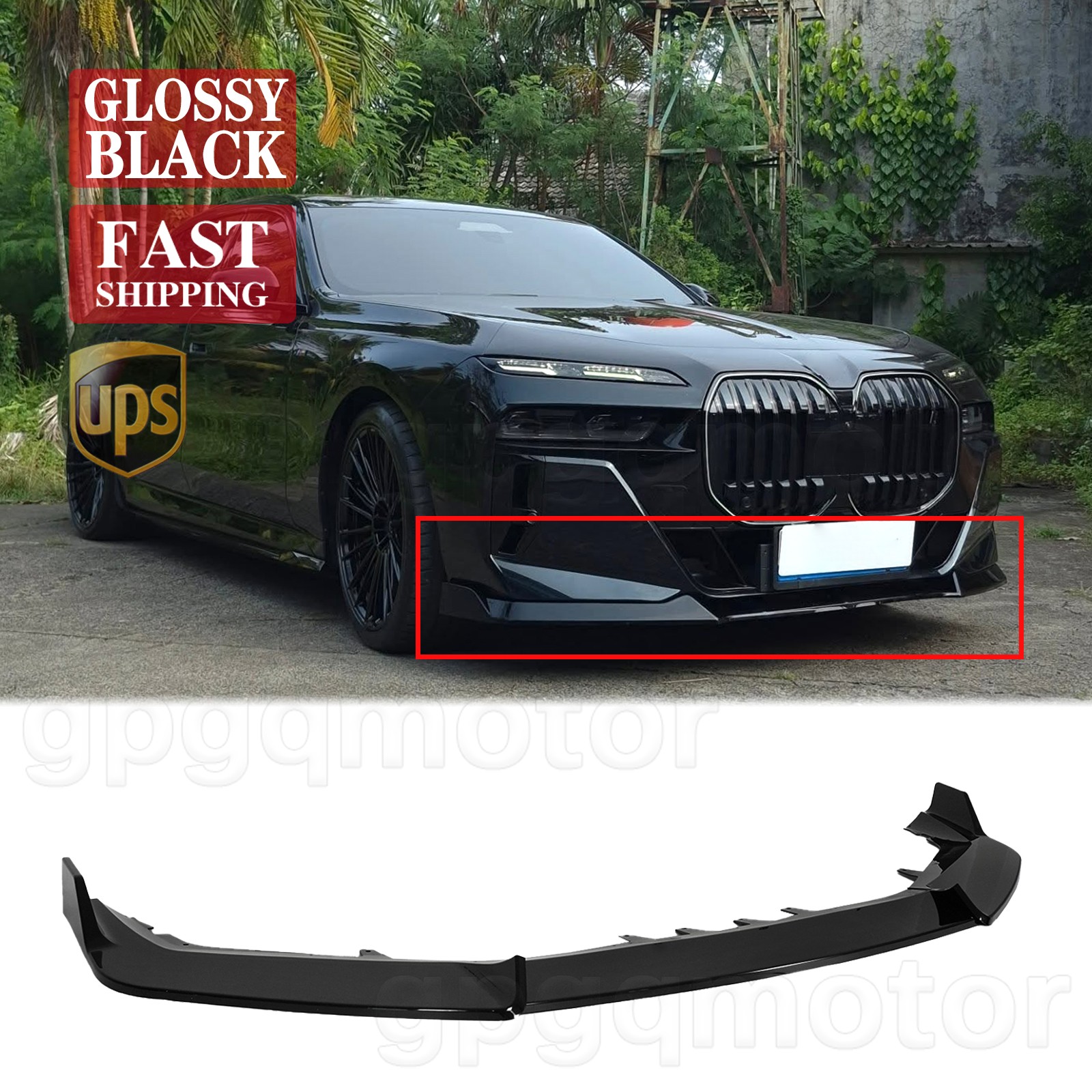 For BMW G70 G73 740i M760i M Sport 2023-26 Gloss Black GT Style Front Bumper Lip