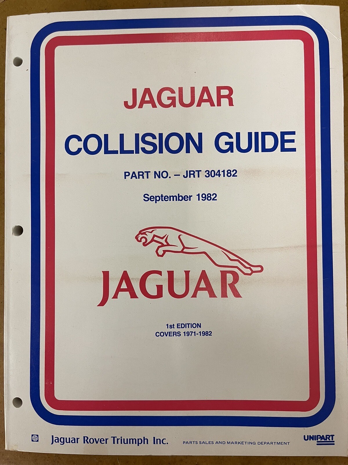 Vintage 1971-1982 Jaguar 1st Edition Collision Guide JRT 304182 September 1982 Vintage 1971-1982 Jaguar 1st Edition Collision Guide JRT 304182 September 1982