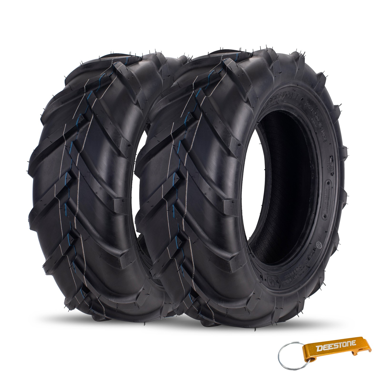 (Set of 2) Deestone 23x8.5-12 D405 Tractor 6 Ply T/L Farm Tire/Keychain Package