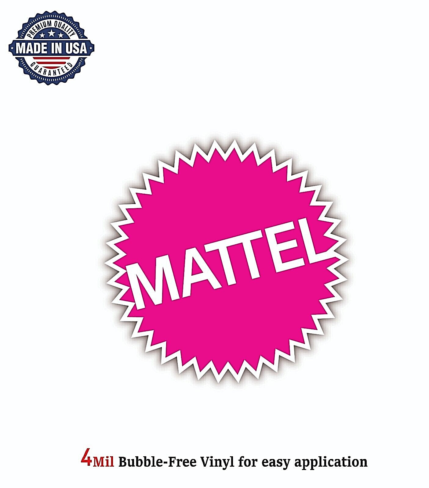MATTEL HOT PINK VINYL DECAL STICKER CAR TRUCK BUMPER 4MIL BUBBLE FREE US MADE